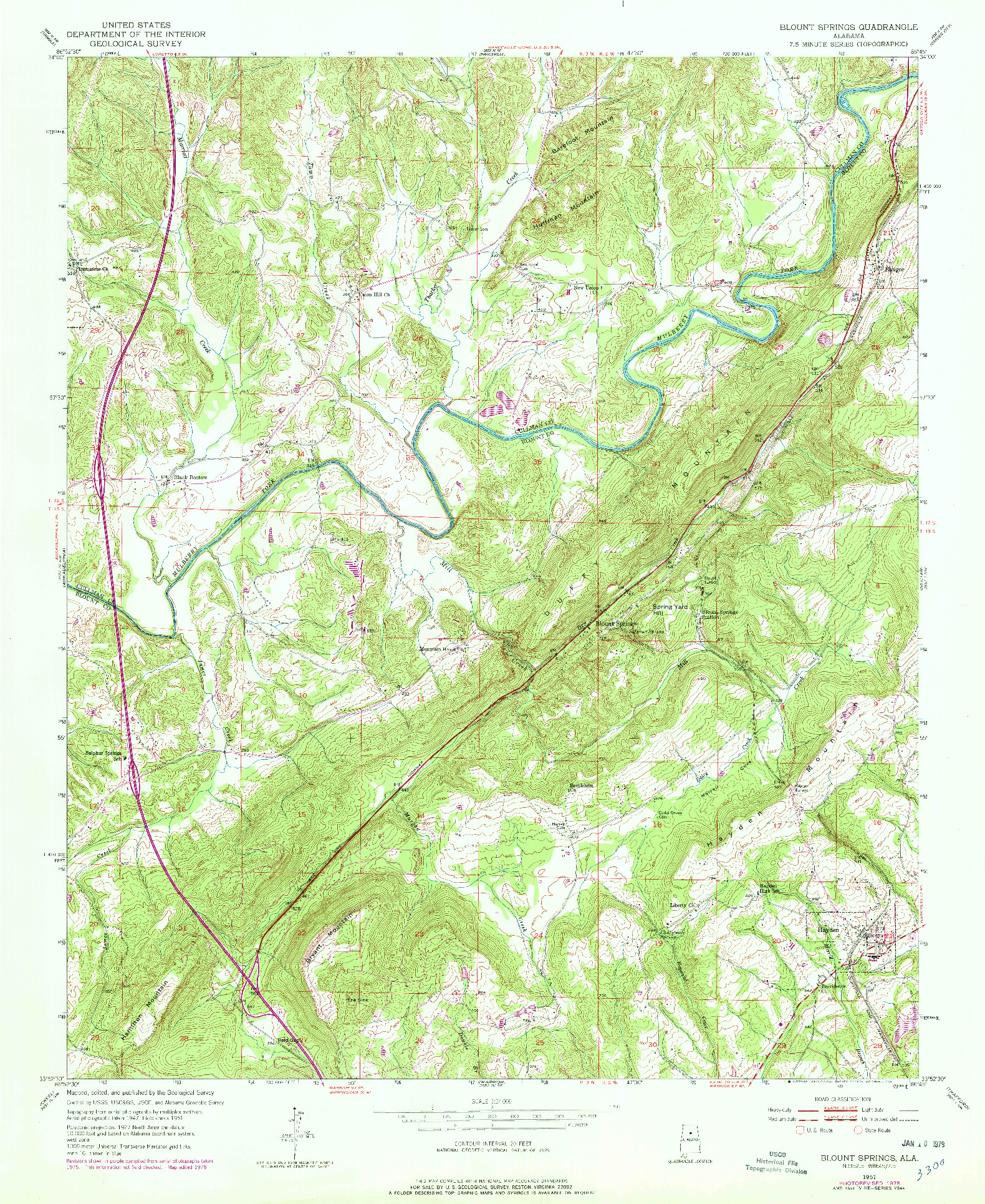 USGS 1:24000-SCALE QUADRANGLE FOR BLOUNT SPRINGS, AL 1951