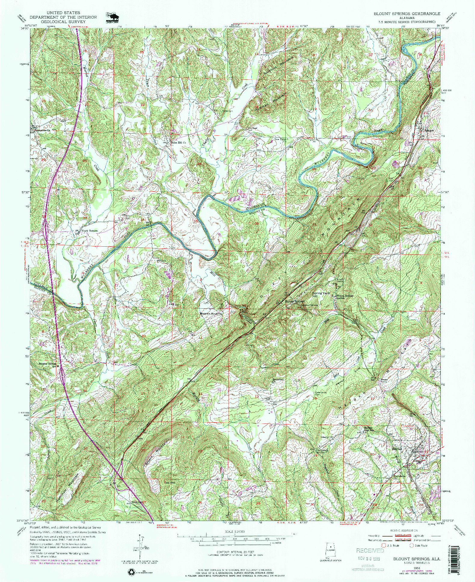 USGS 1:24000-SCALE QUADRANGLE FOR BLOUNT SPRINGS, AL 1951