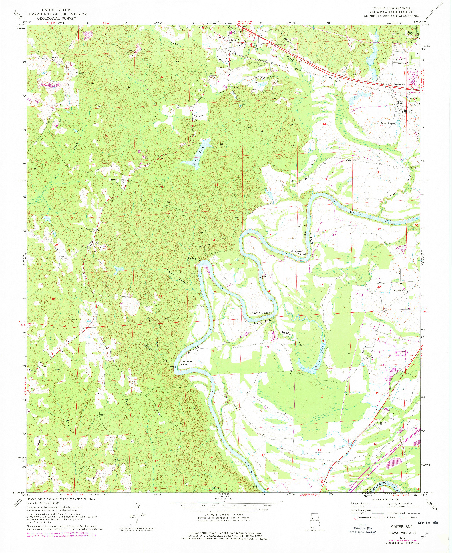 USGS 1:24000-SCALE QUADRANGLE FOR COKER, AL 1969