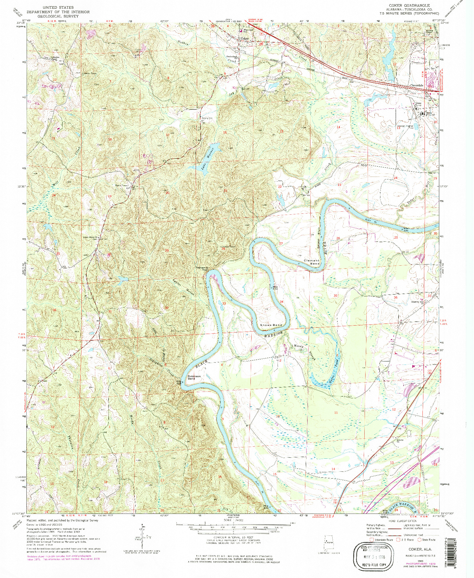 USGS 1:24000-SCALE QUADRANGLE FOR COKER, AL 1969
