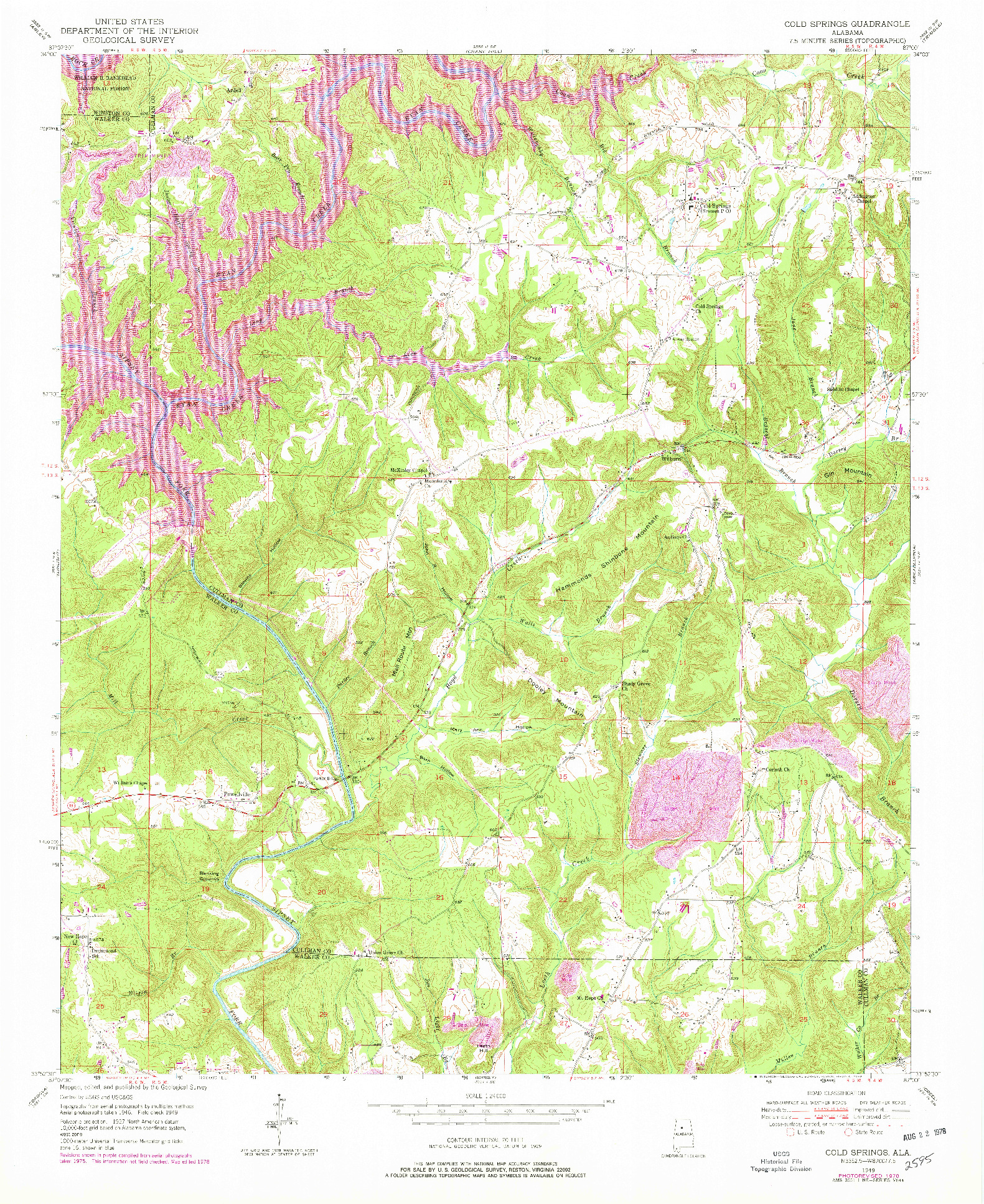 USGS 1:24000-SCALE QUADRANGLE FOR COLD SPRINGS, AL 1949