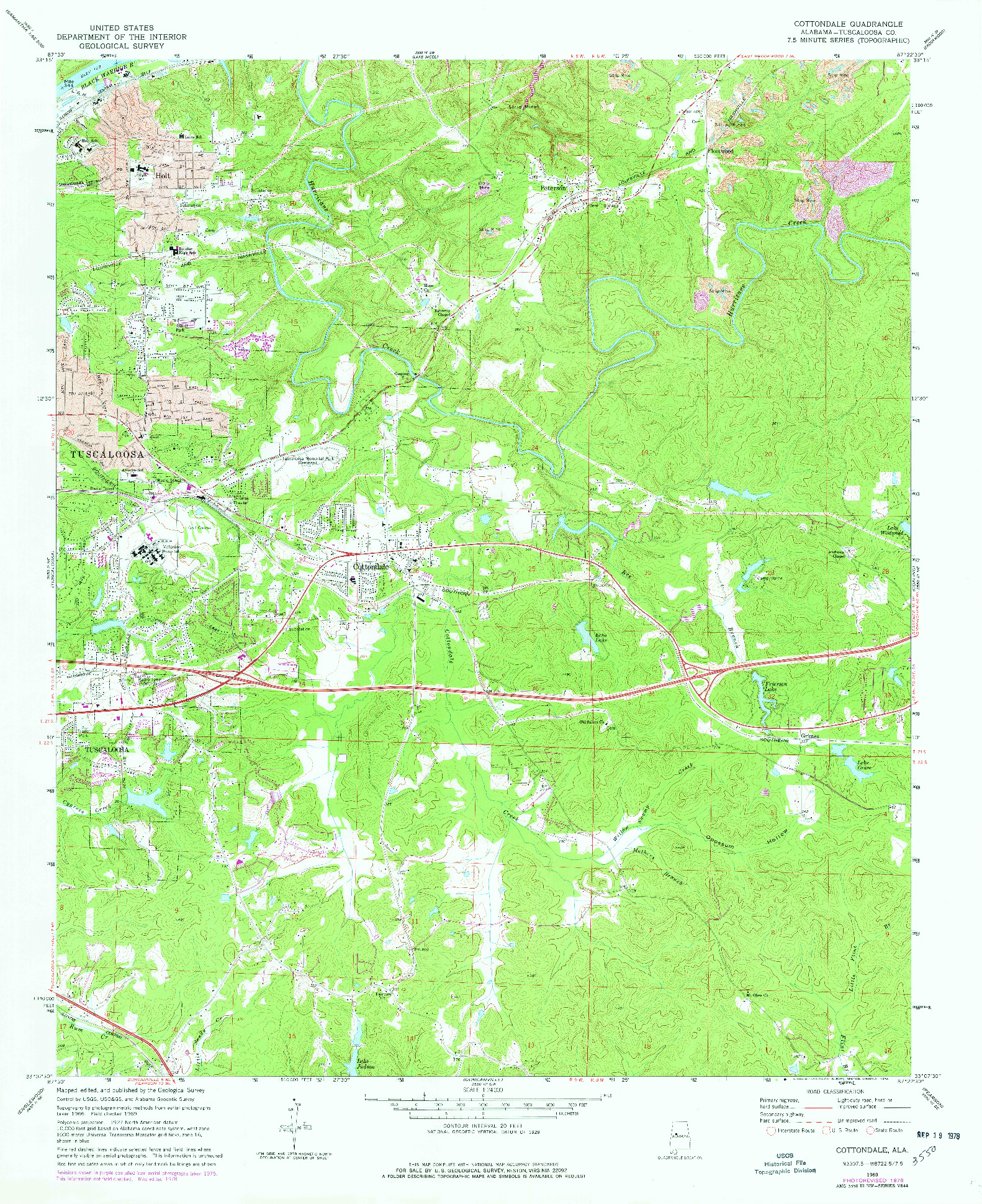 USGS 1:24000-SCALE QUADRANGLE FOR COTTONDALE, AL 1969