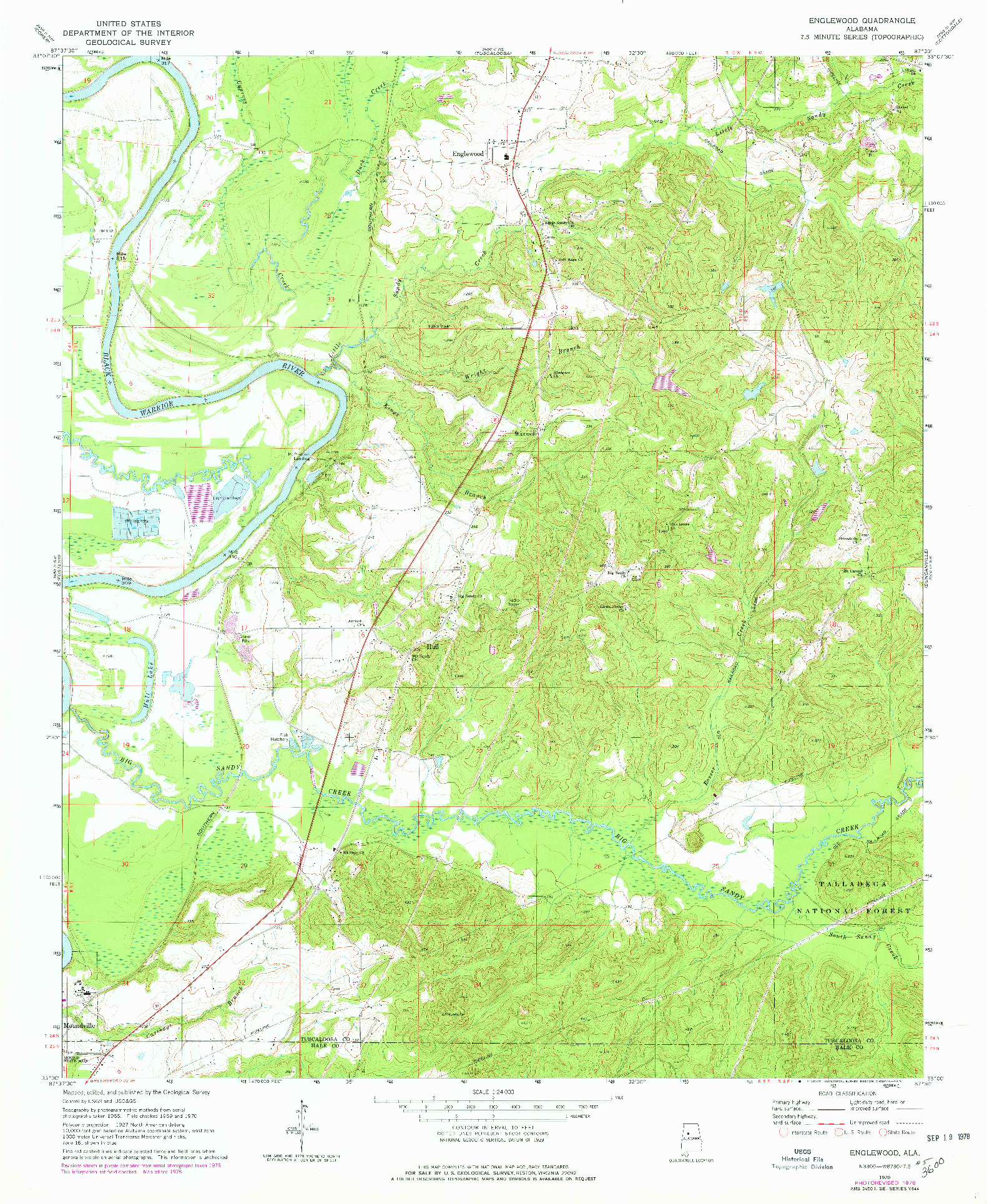 USGS 1:24000-SCALE QUADRANGLE FOR ENGLEWOOD, AL 1970
