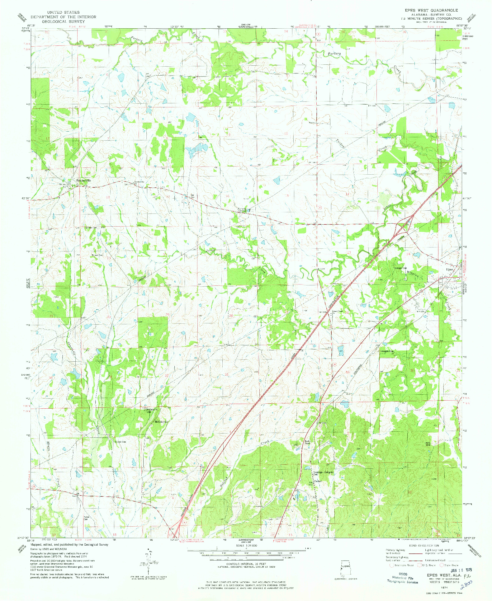 USGS 1:24000-SCALE QUADRANGLE FOR EPES WEST, AL 1974