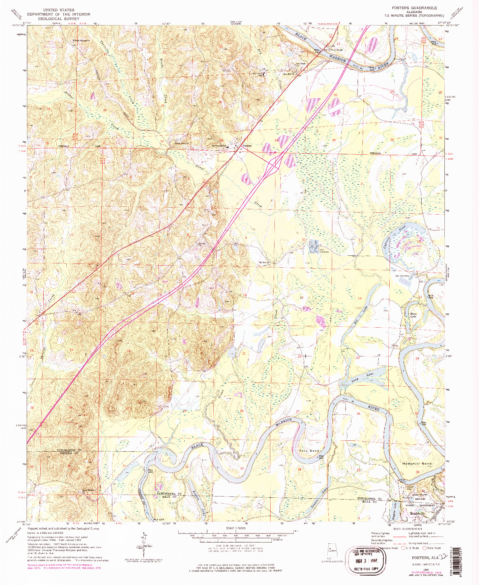 USGS 1:24000-SCALE QUADRANGLE FOR FOSTERS, AL 1969
