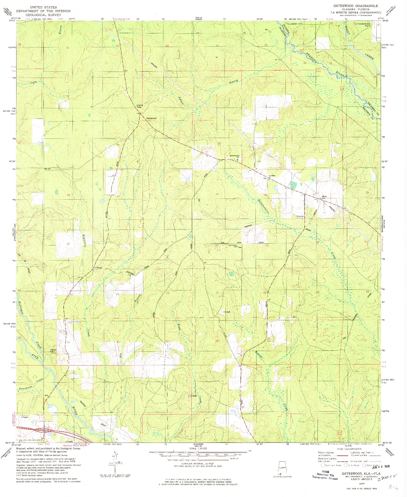 USGS 1:24000-SCALE QUADRANGLE FOR GATESWOOD, AL 1978