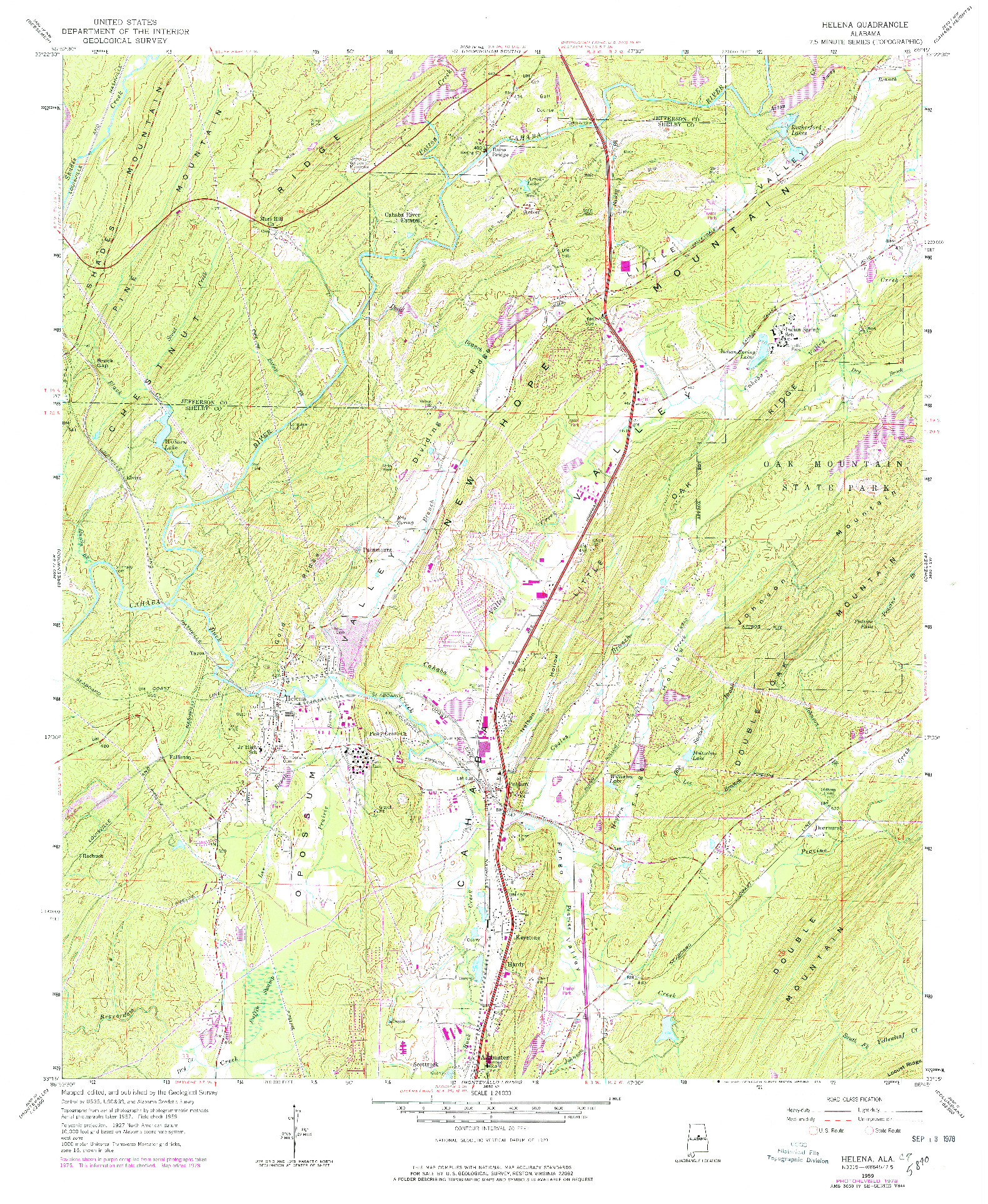 USGS 1:24000-SCALE QUADRANGLE FOR HELENA, AL 1959