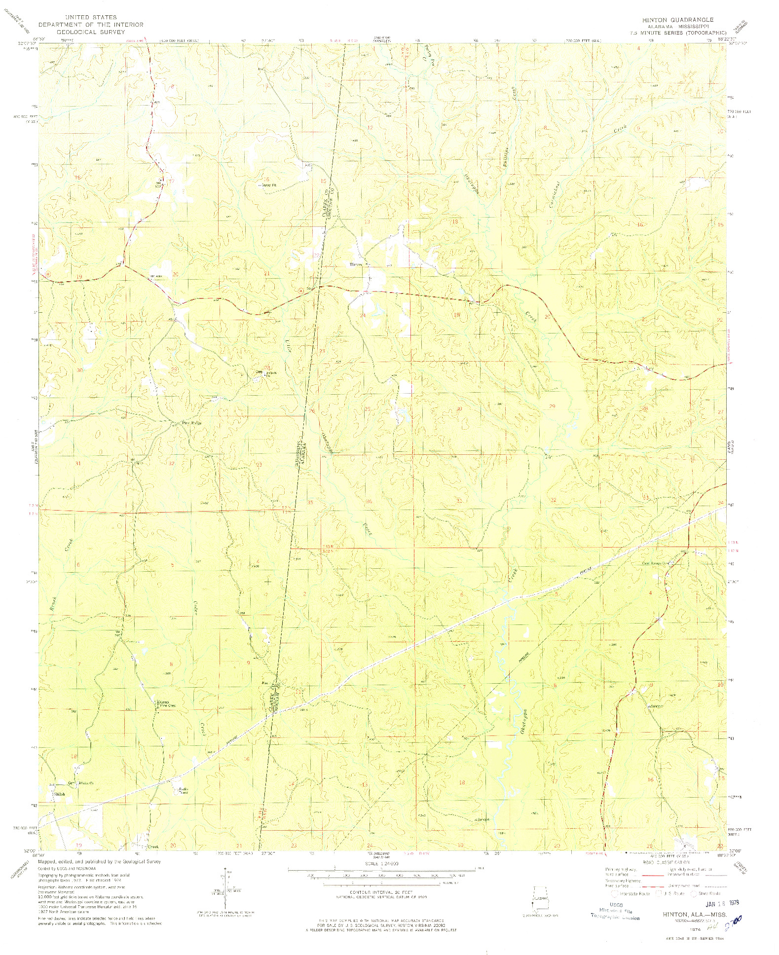 USGS 1:24000-SCALE QUADRANGLE FOR HINTON, AL 1974