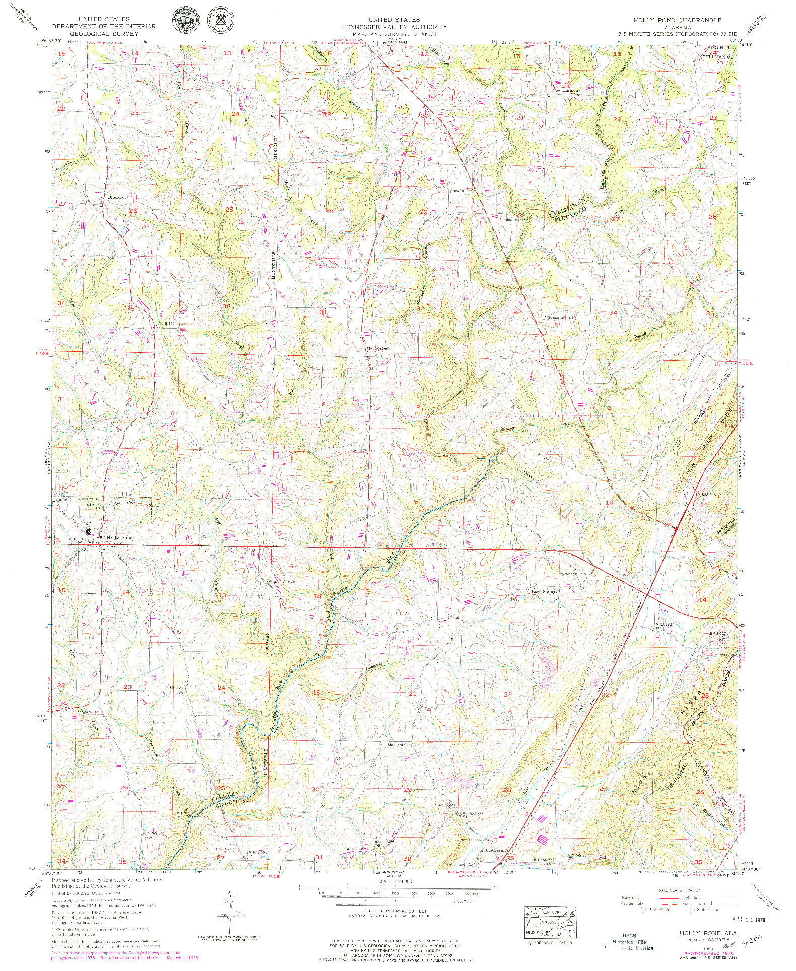 USGS 1:24000-SCALE QUADRANGLE FOR HOLLY POND, AL 1958
