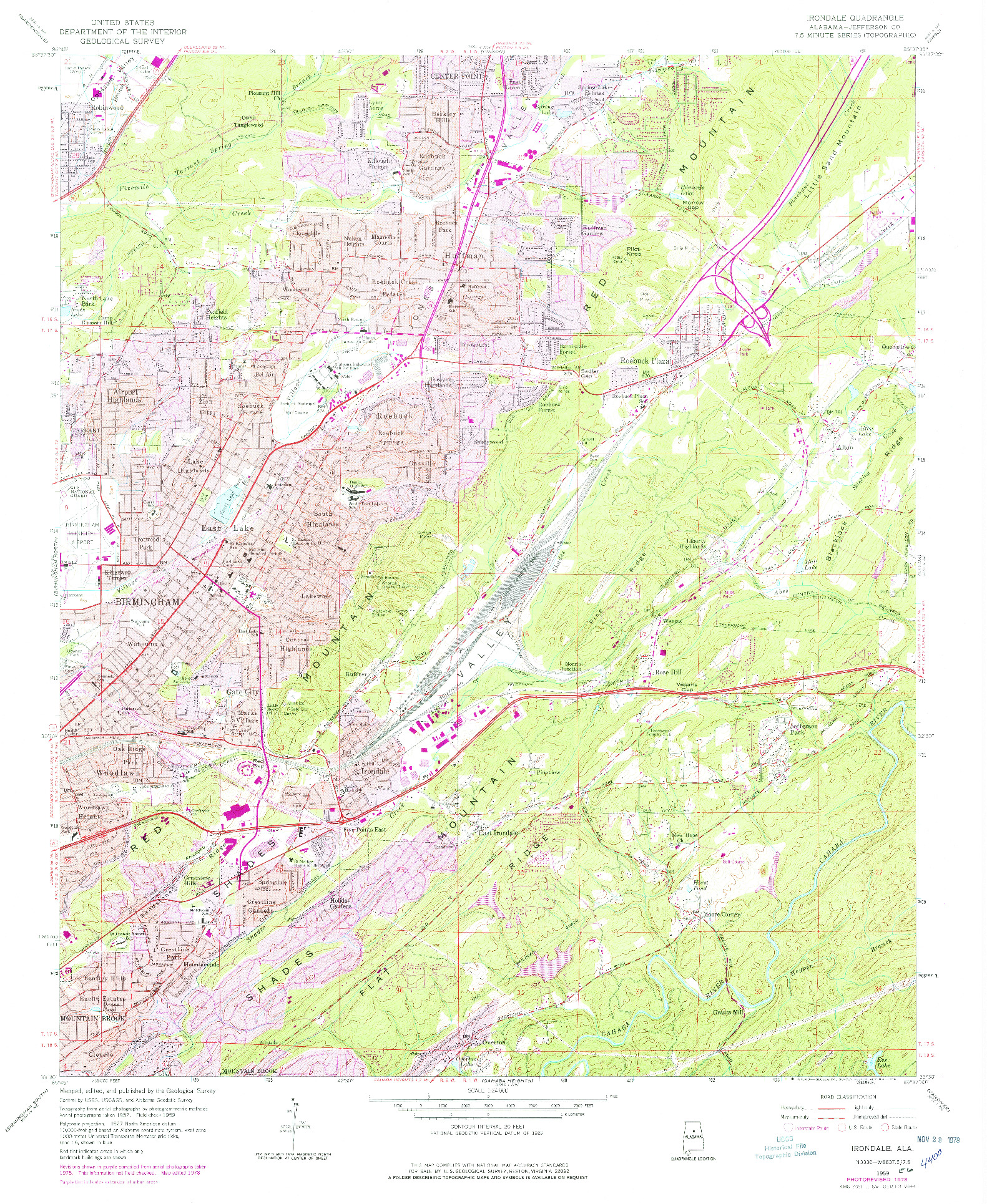 USGS 1:24000-SCALE QUADRANGLE FOR IRONDALE, AL 1959