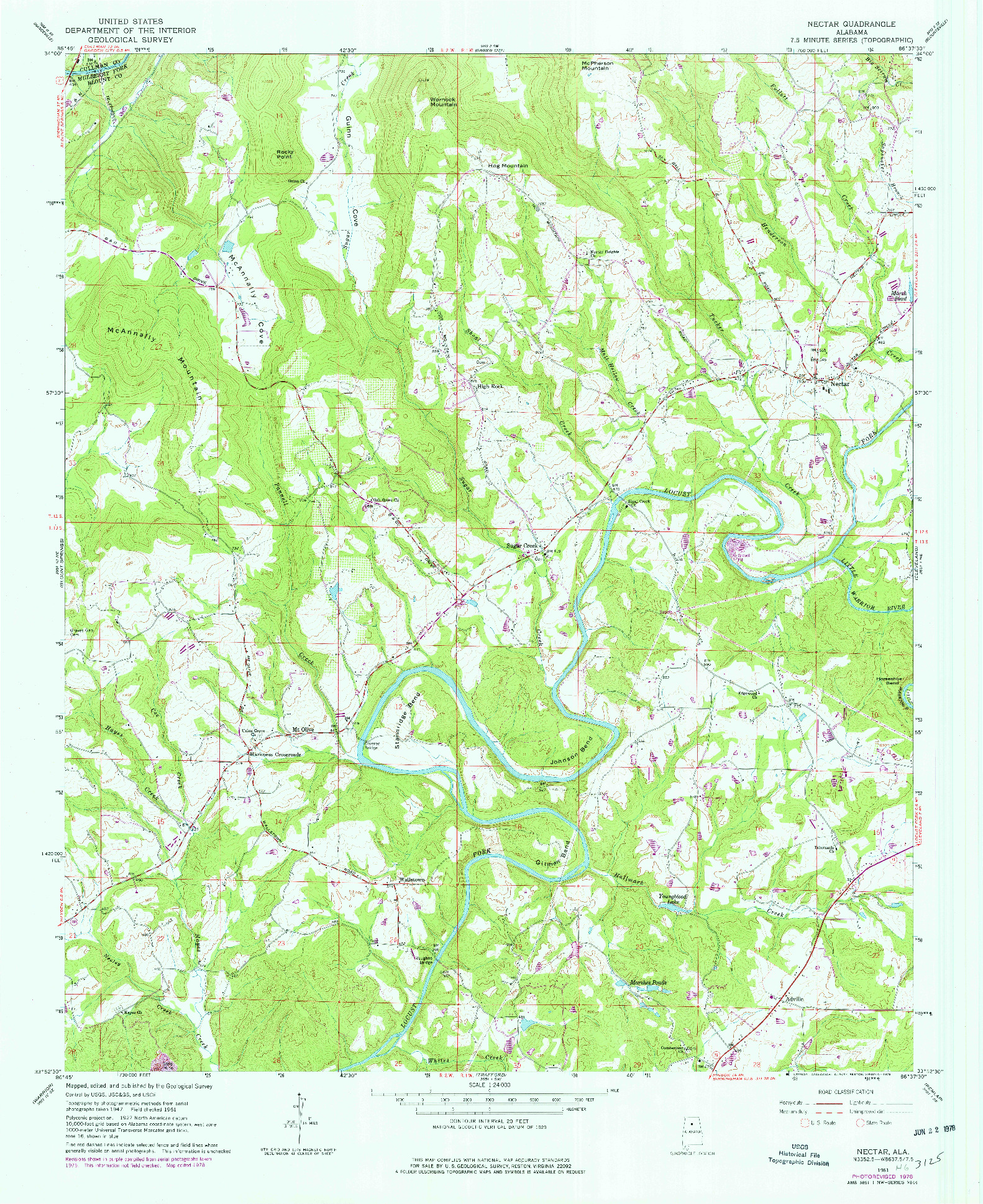USGS 1:24000-SCALE QUADRANGLE FOR NECTAR, AL 1961