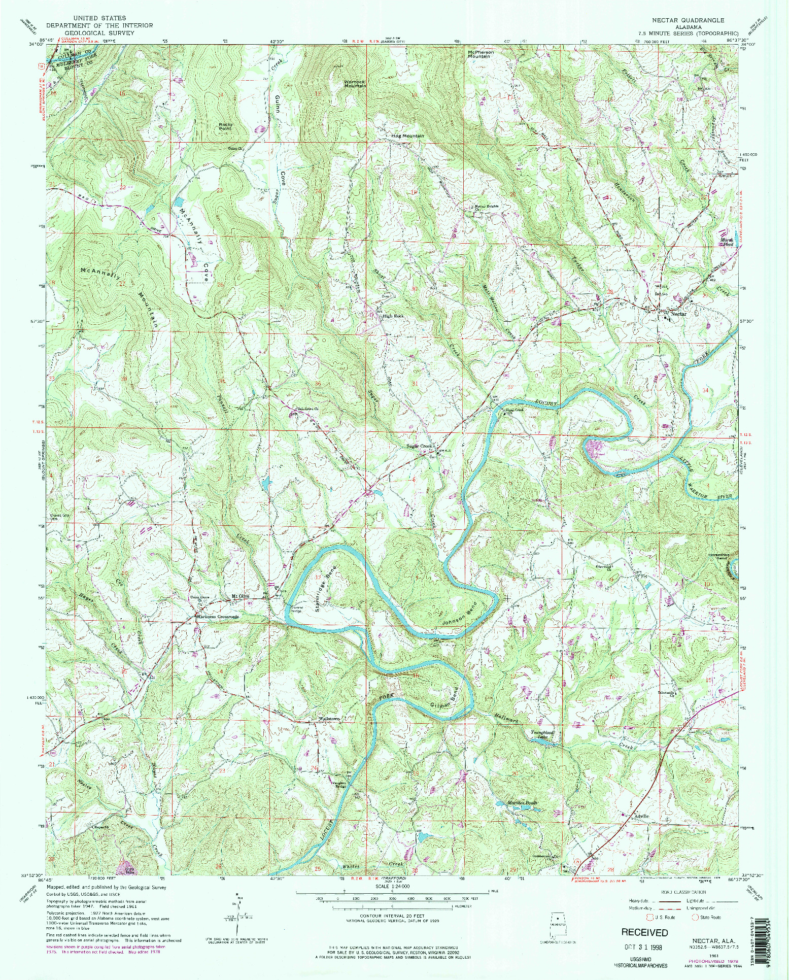 USGS 1:24000-SCALE QUADRANGLE FOR NECTAR, AL 1961