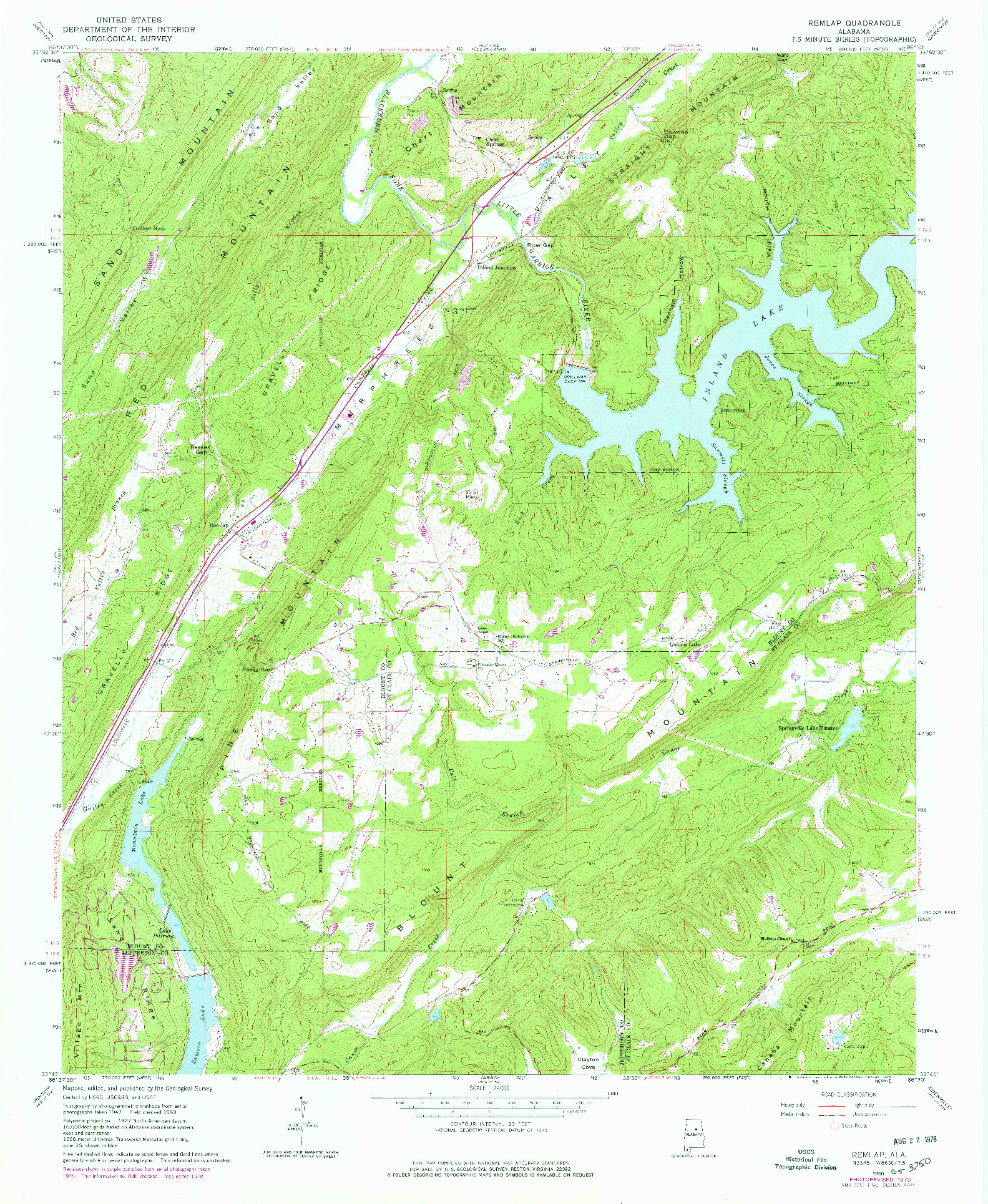 USGS 1:24000-SCALE QUADRANGLE FOR REMLAP, AL 1960