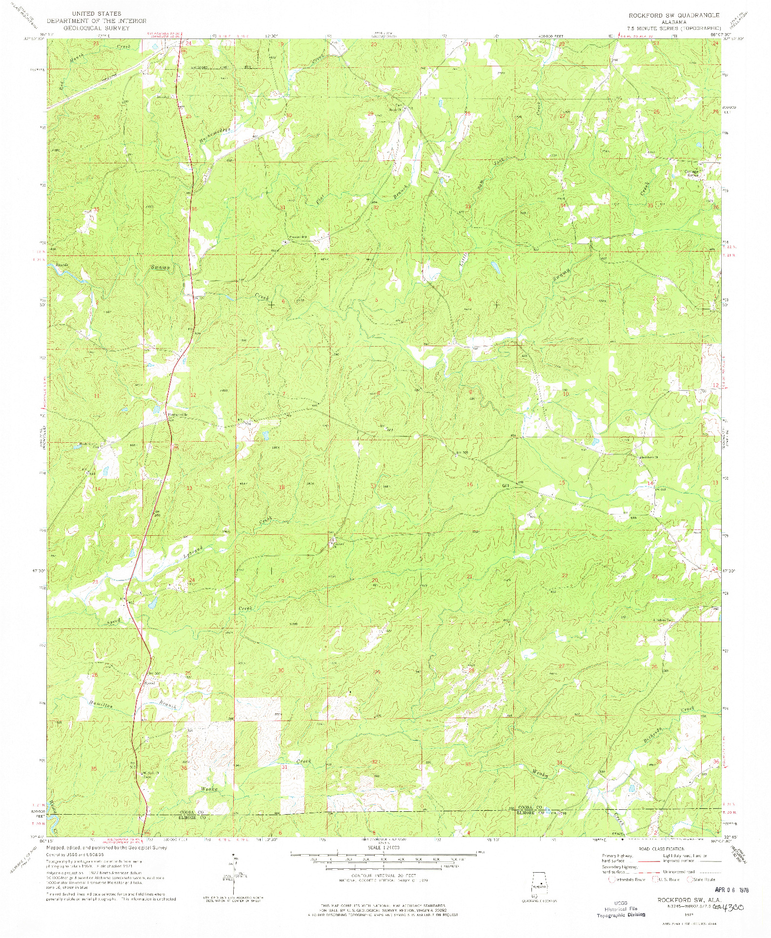USGS 1:24000-SCALE QUADRANGLE FOR ROCKFORD SW, AL 1971