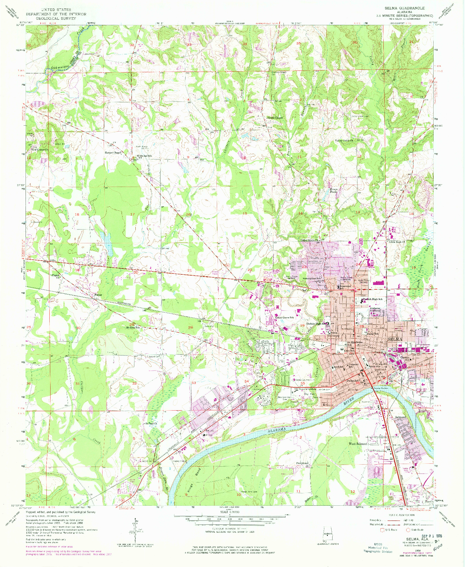 USGS 1:24000-SCALE QUADRANGLE FOR SELMA, AL 1958