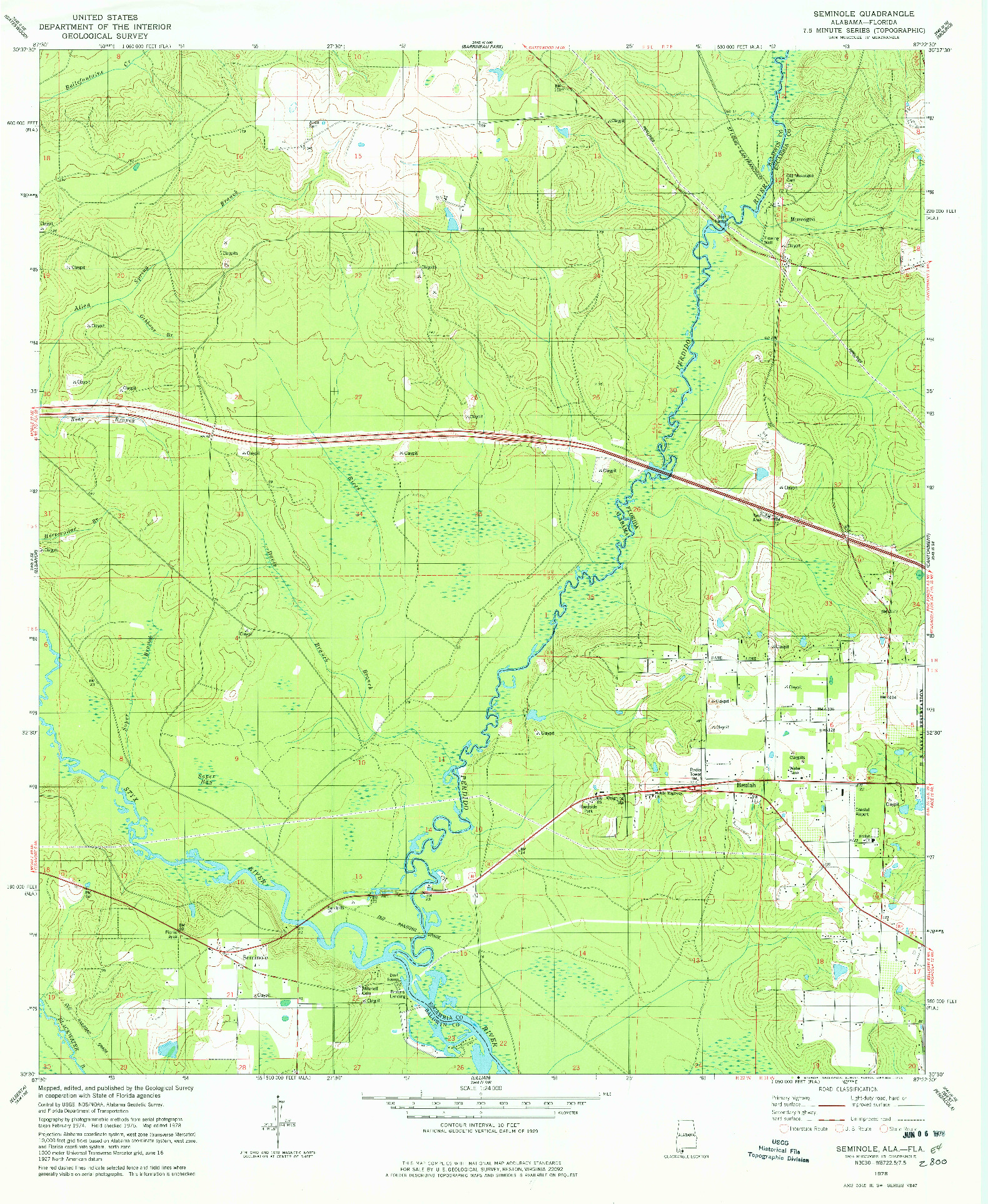 USGS 1:24000-SCALE QUADRANGLE FOR SEMINOLE, AL 1978