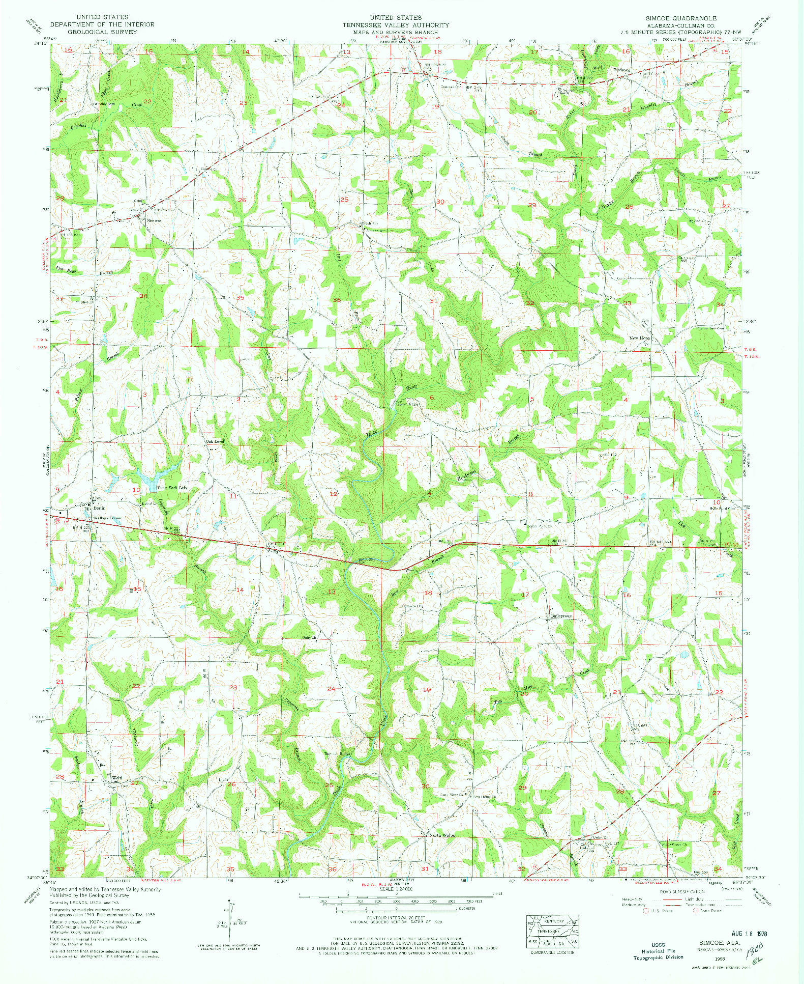 USGS 1:24000-SCALE QUADRANGLE FOR SIMCOE, AL 1958