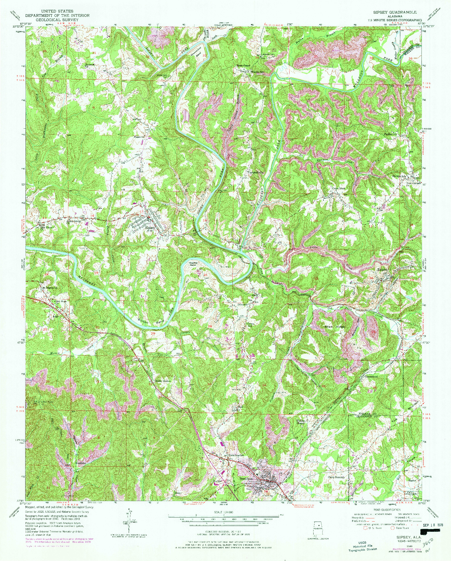 USGS 1:24000-SCALE QUADRANGLE FOR SIPSEY, AL 1949