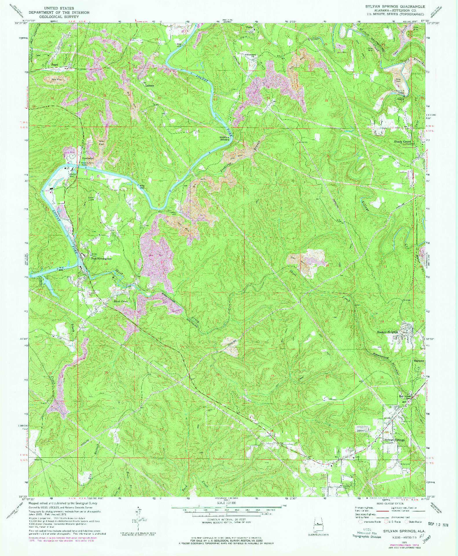 USGS 1:24000-SCALE QUADRANGLE FOR SYLVAN SPRINGS, AL 1971