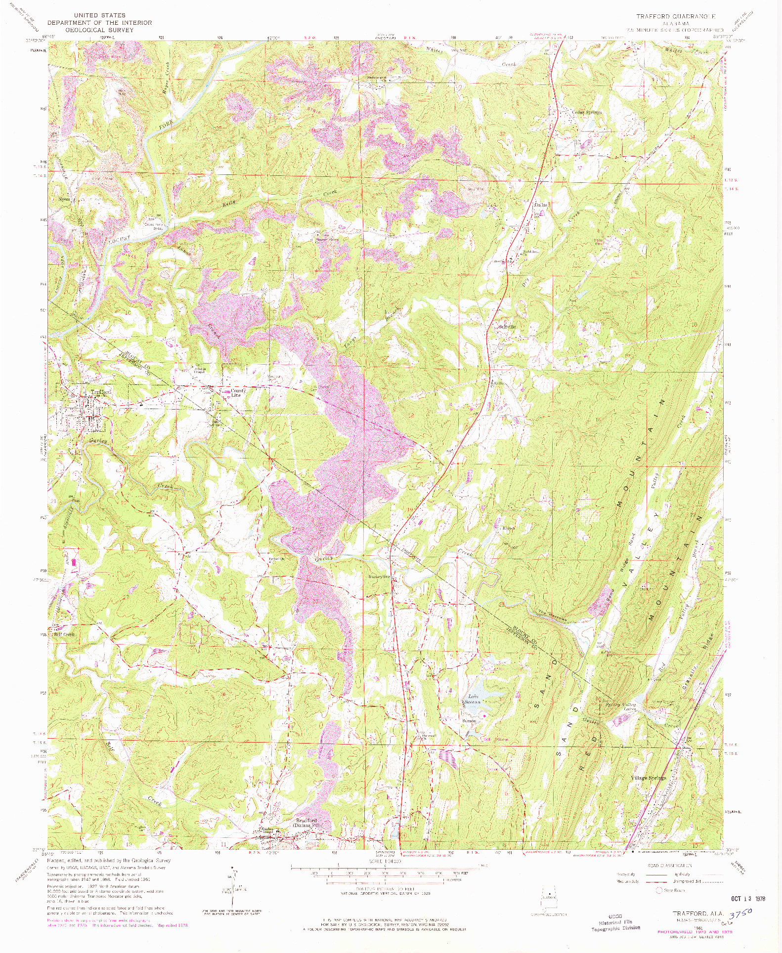 USGS 1:24000-SCALE QUADRANGLE FOR TRAFFORD, AL 1961