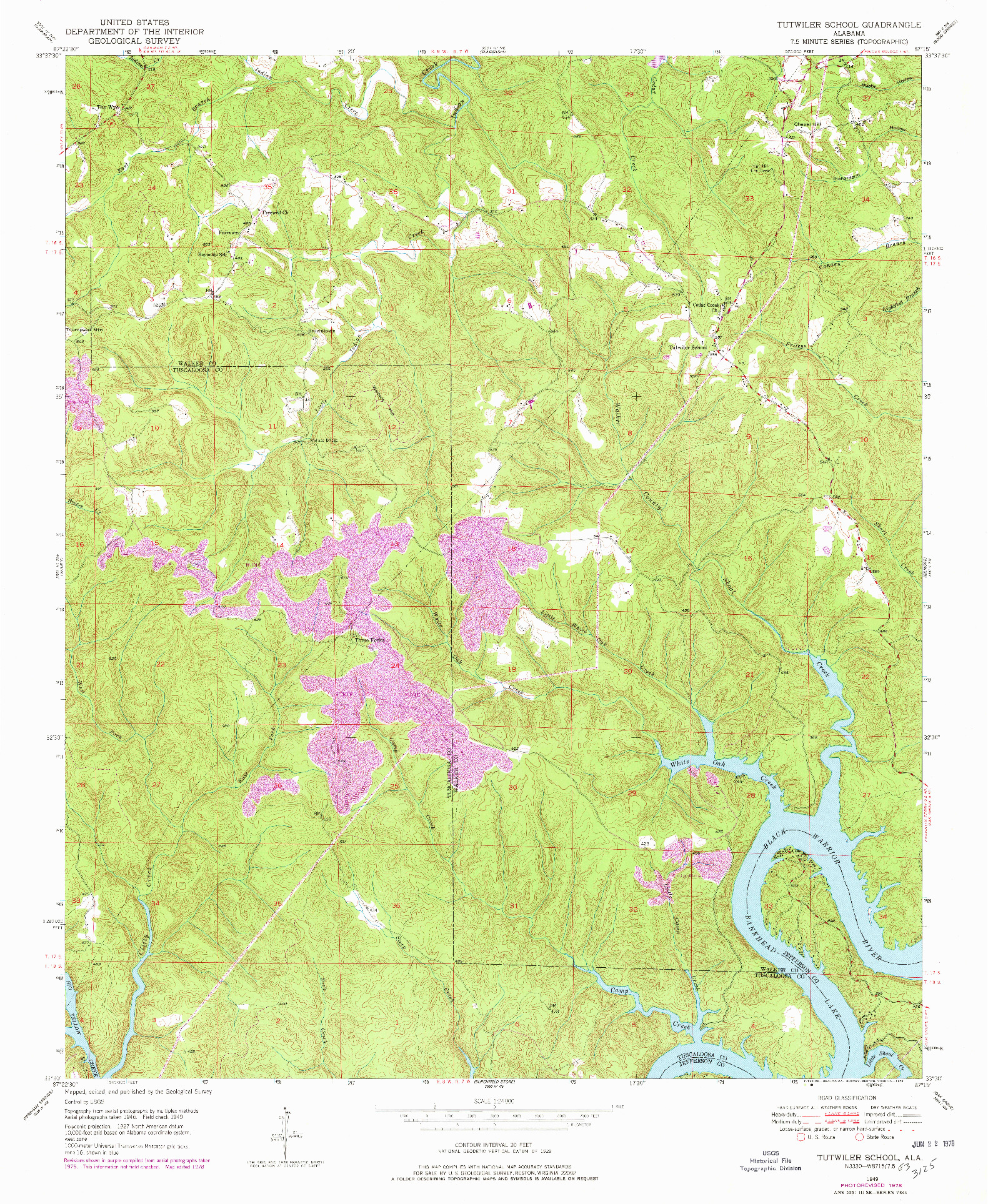 USGS 1:24000-SCALE QUADRANGLE FOR TUTWILER SCHOOL, AL 1949