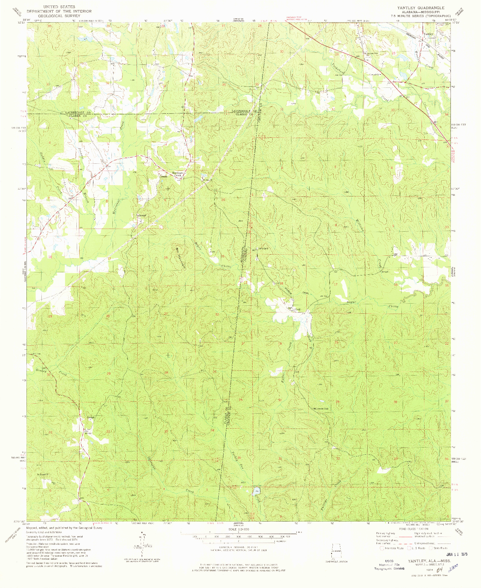 USGS 1:24000-SCALE QUADRANGLE FOR YANTLEY, AL 1974