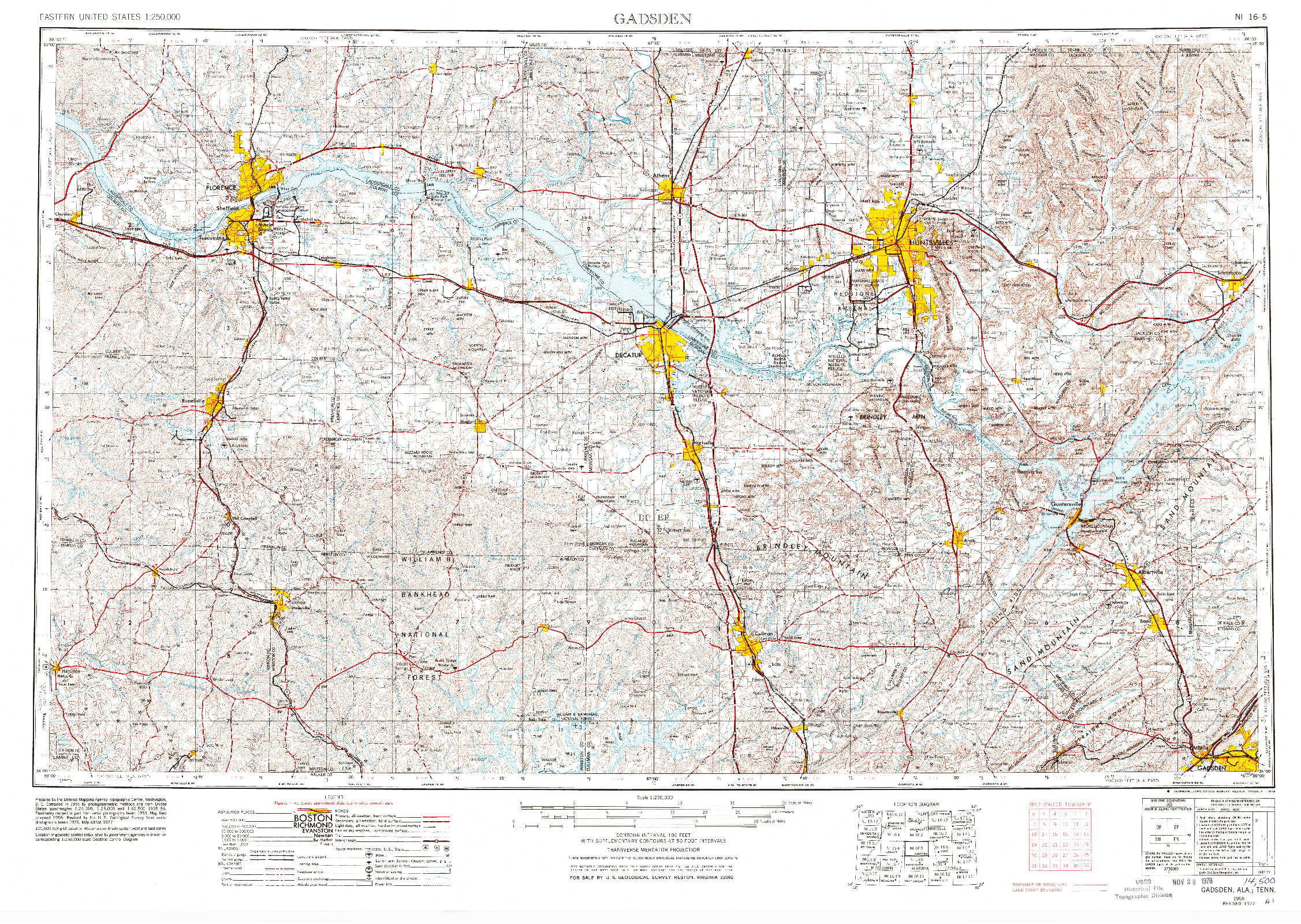 USGS 1:250000-SCALE QUADRANGLE FOR GADSDEN, AL 1956