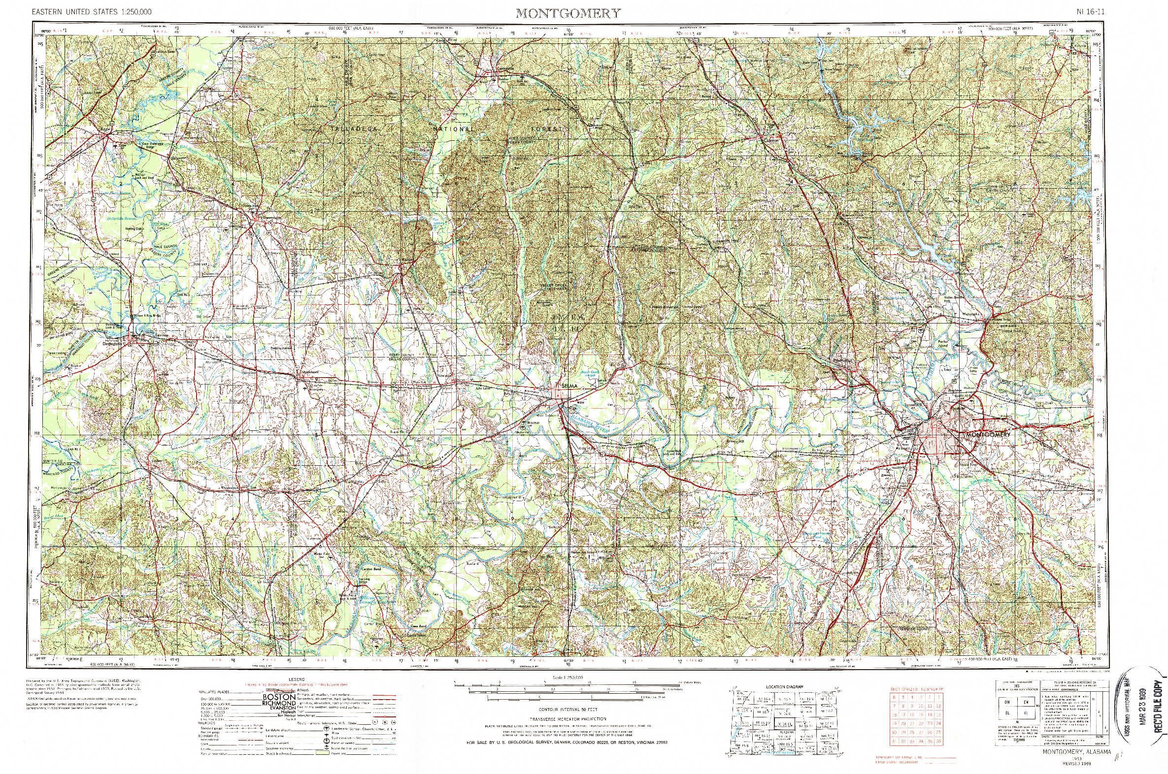 USGS 1:250000-SCALE QUADRANGLE FOR MONTGOMERY, AL 1953