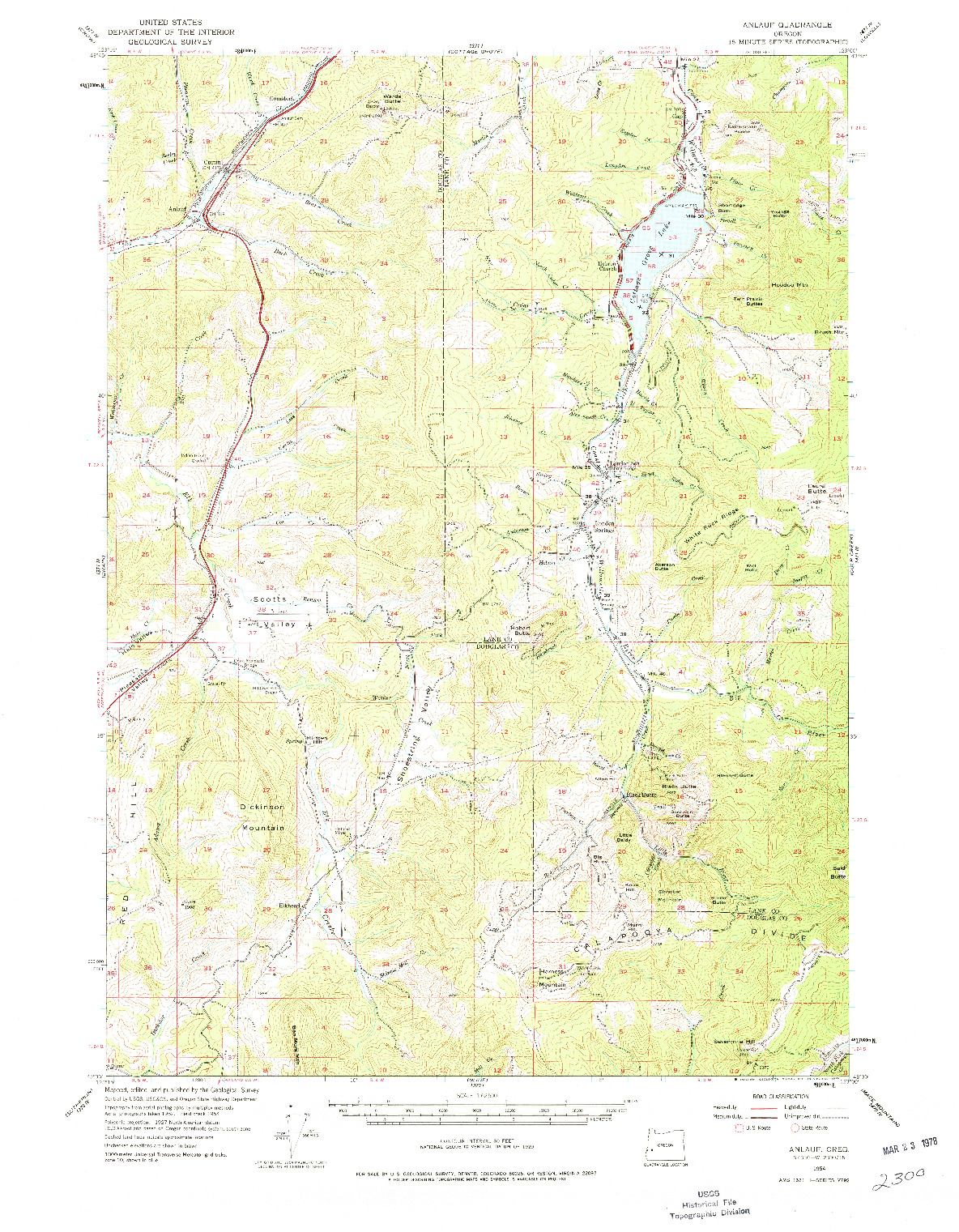 USGS 1:62500-SCALE QUADRANGLE FOR ANLAUF, OR 1954