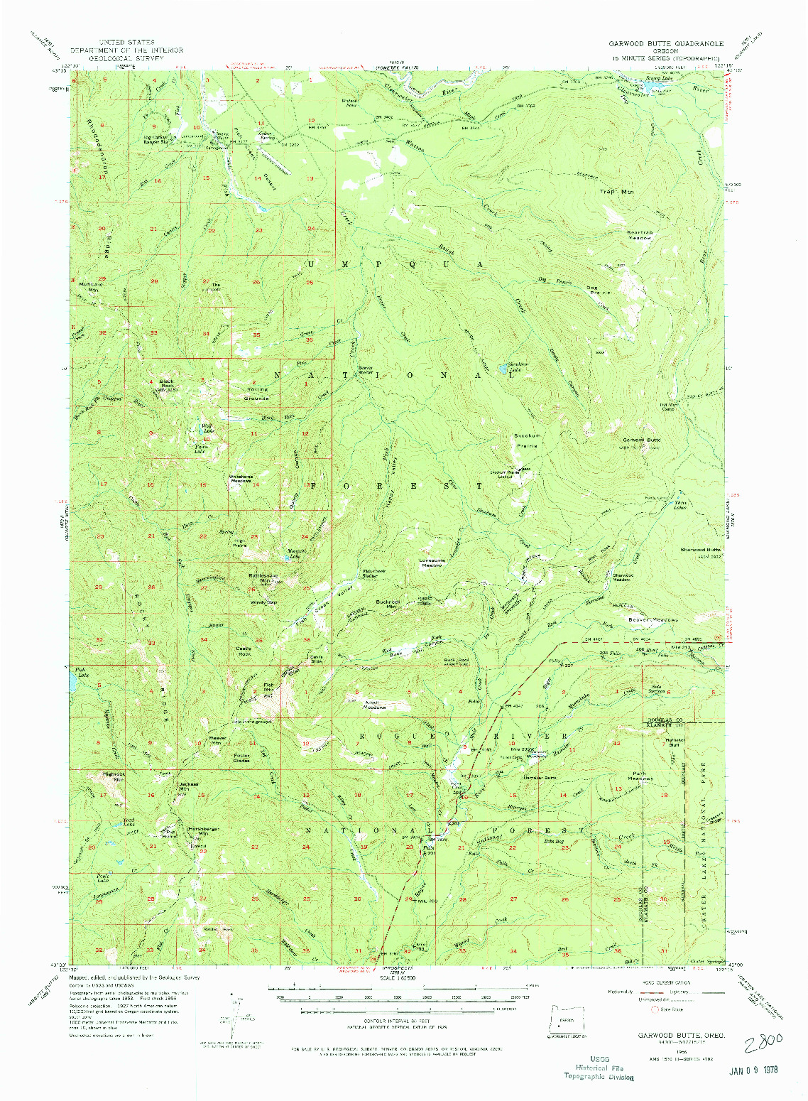 USGS 1:62500-SCALE QUADRANGLE FOR GARWOOD BUTTE, OR 1956