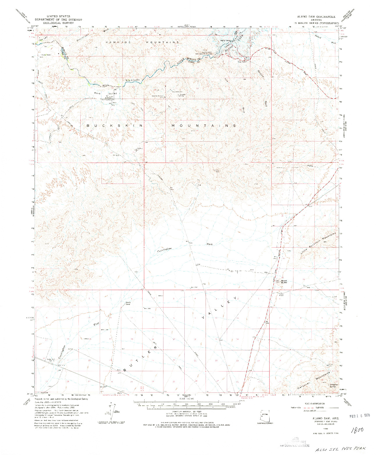 USGS 1:62500-SCALE QUADRANGLE FOR ALAMO DAM, AZ 1966