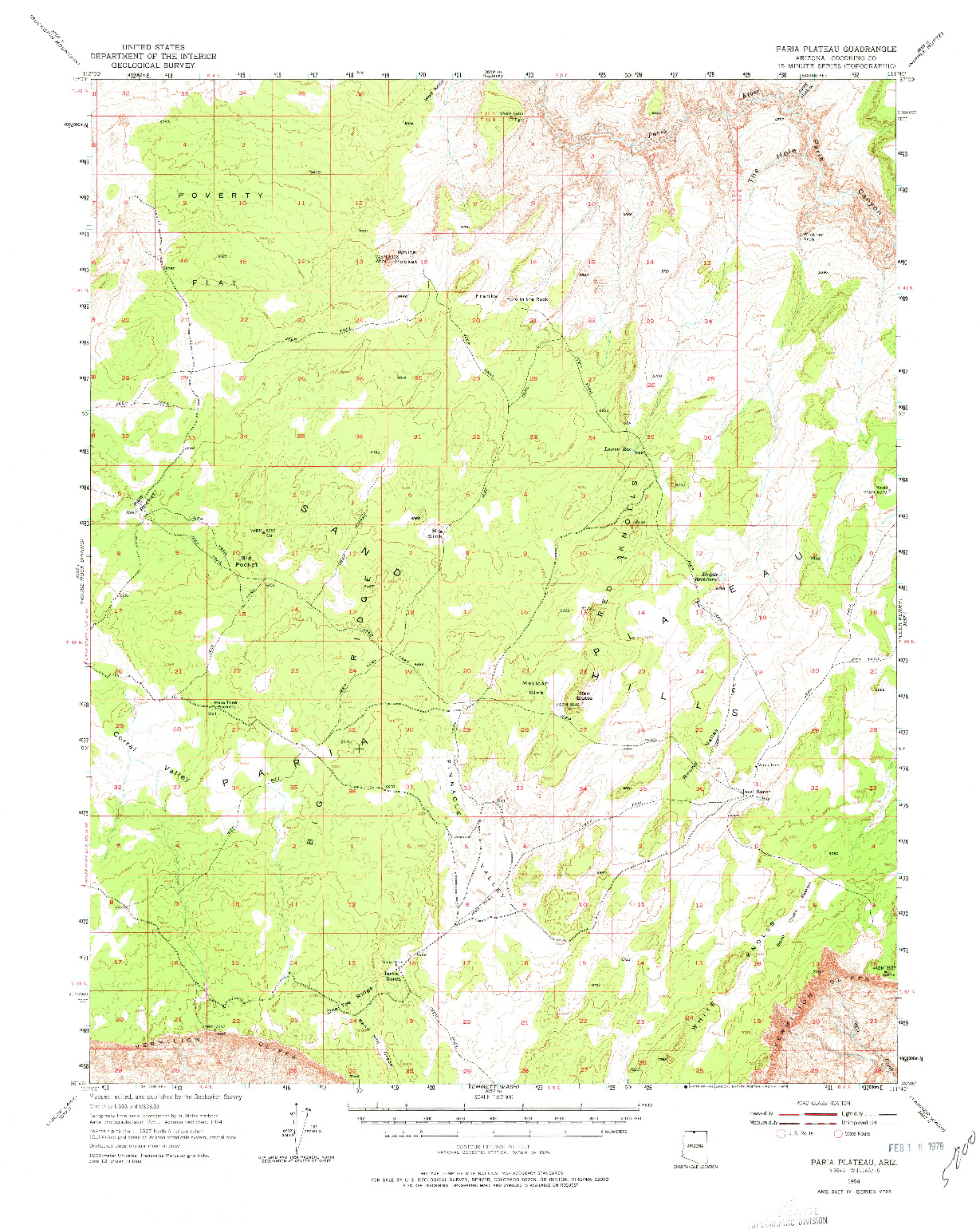 USGS 1:62500-SCALE QUADRANGLE FOR PARIA PLATEAU, AZ 1954