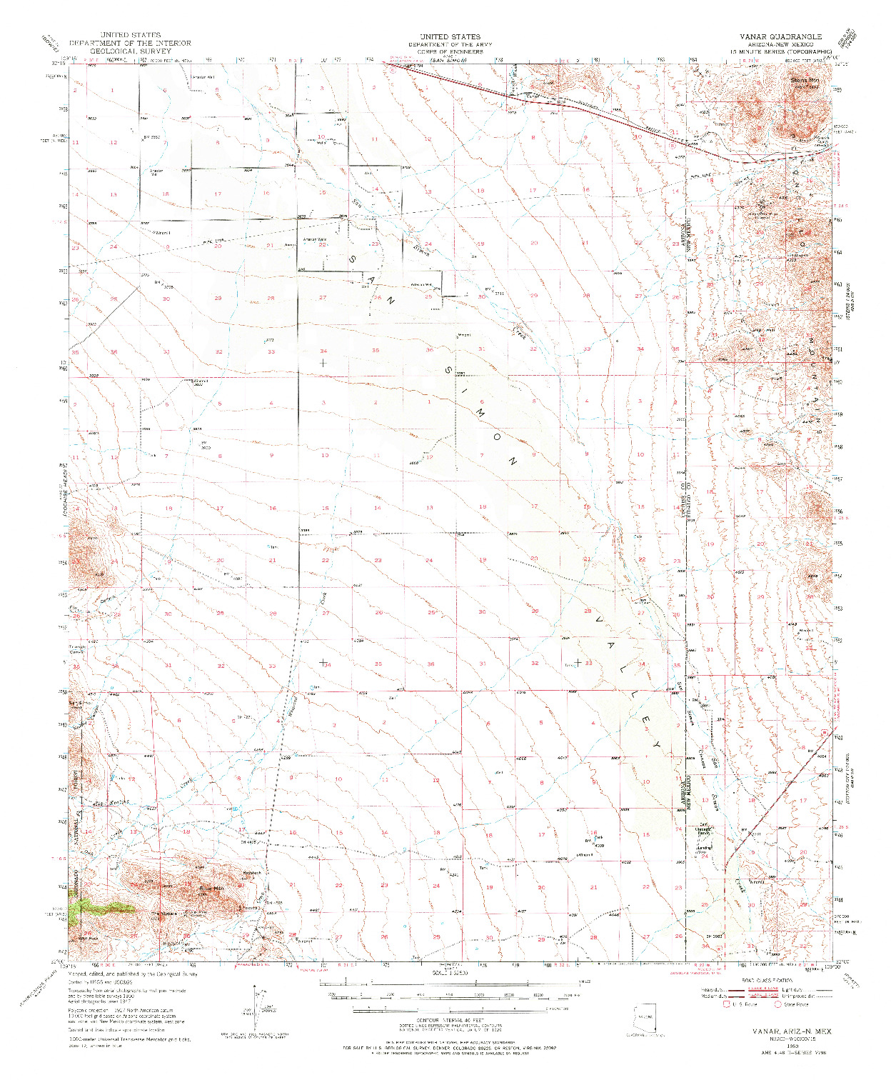 USGS 1:62500-SCALE QUADRANGLE FOR VANAR, AZ 1950