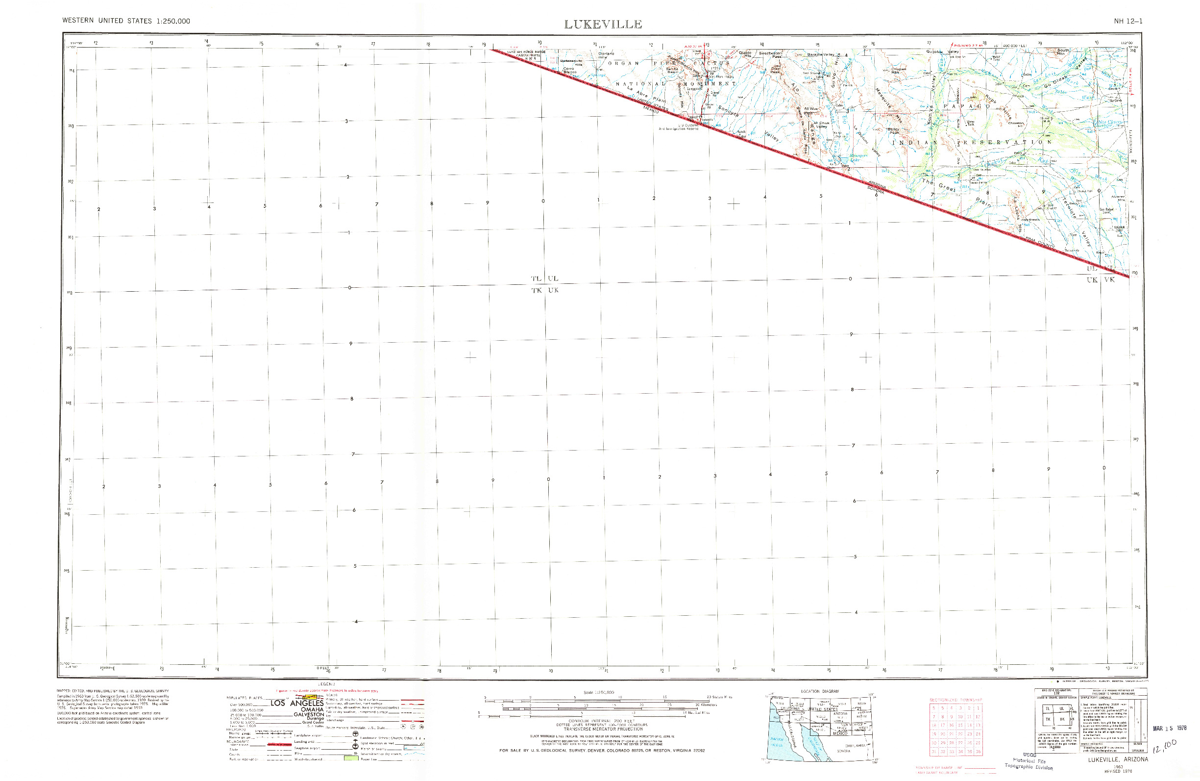 USGS 1:250000-SCALE QUADRANGLE FOR LUKEVILLE, AZ 1963