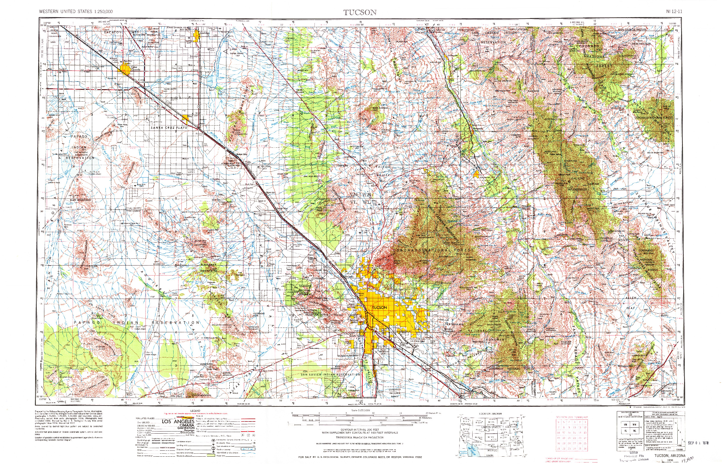 USGS 1:250000-SCALE QUADRANGLE FOR TUCSON, AZ 1956