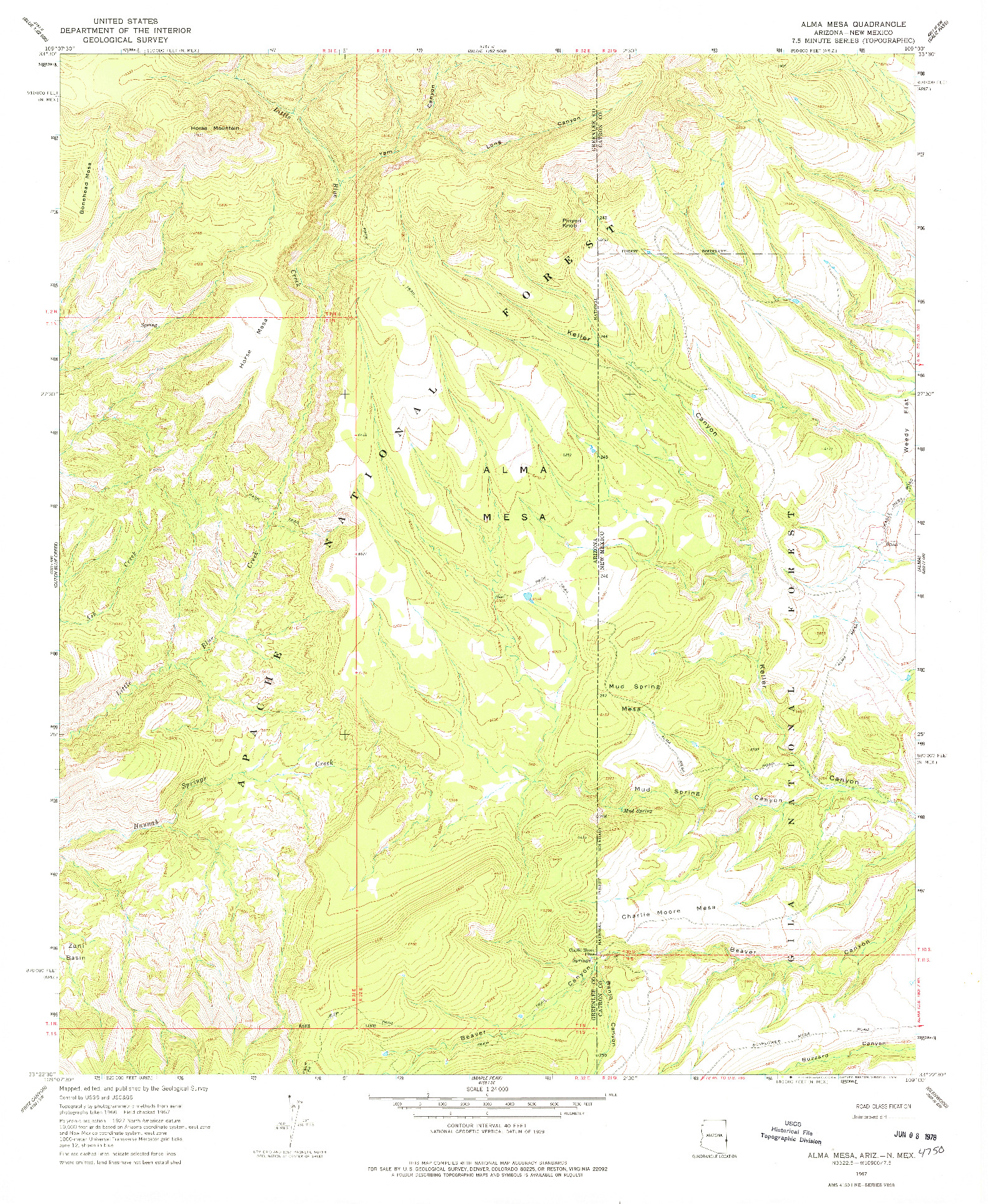 USGS 1:24000-SCALE QUADRANGLE FOR ALMA MESA, AZ 1967