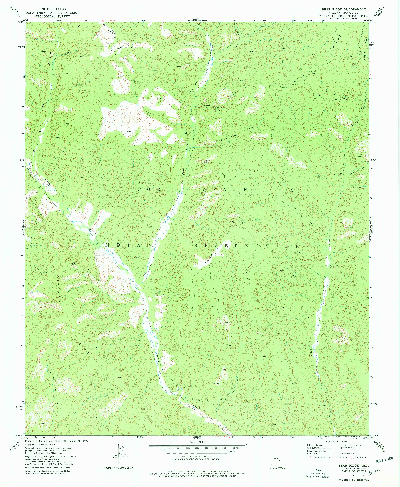 USGS 1:24000-SCALE QUADRANGLE FOR BEAR RIDGE, AZ 1977