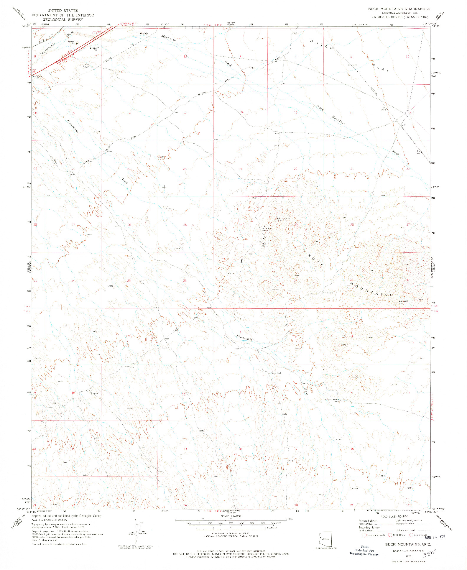 USGS 1:24000-SCALE QUADRANGLE FOR BUCK MOUNTAINS, AZ 1970