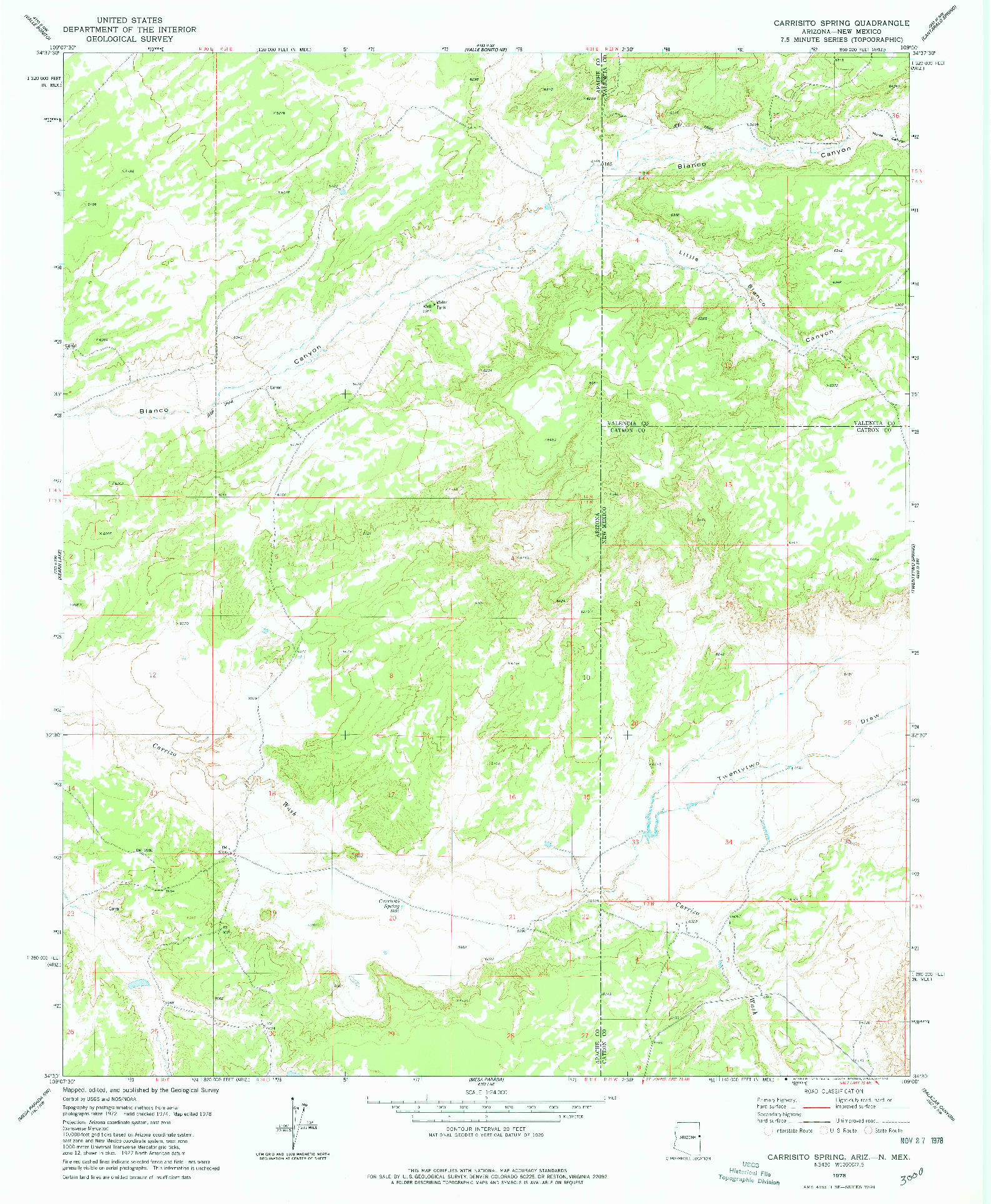 USGS 1:24000-SCALE QUADRANGLE FOR CARRISITO SPRING, AZ 1978