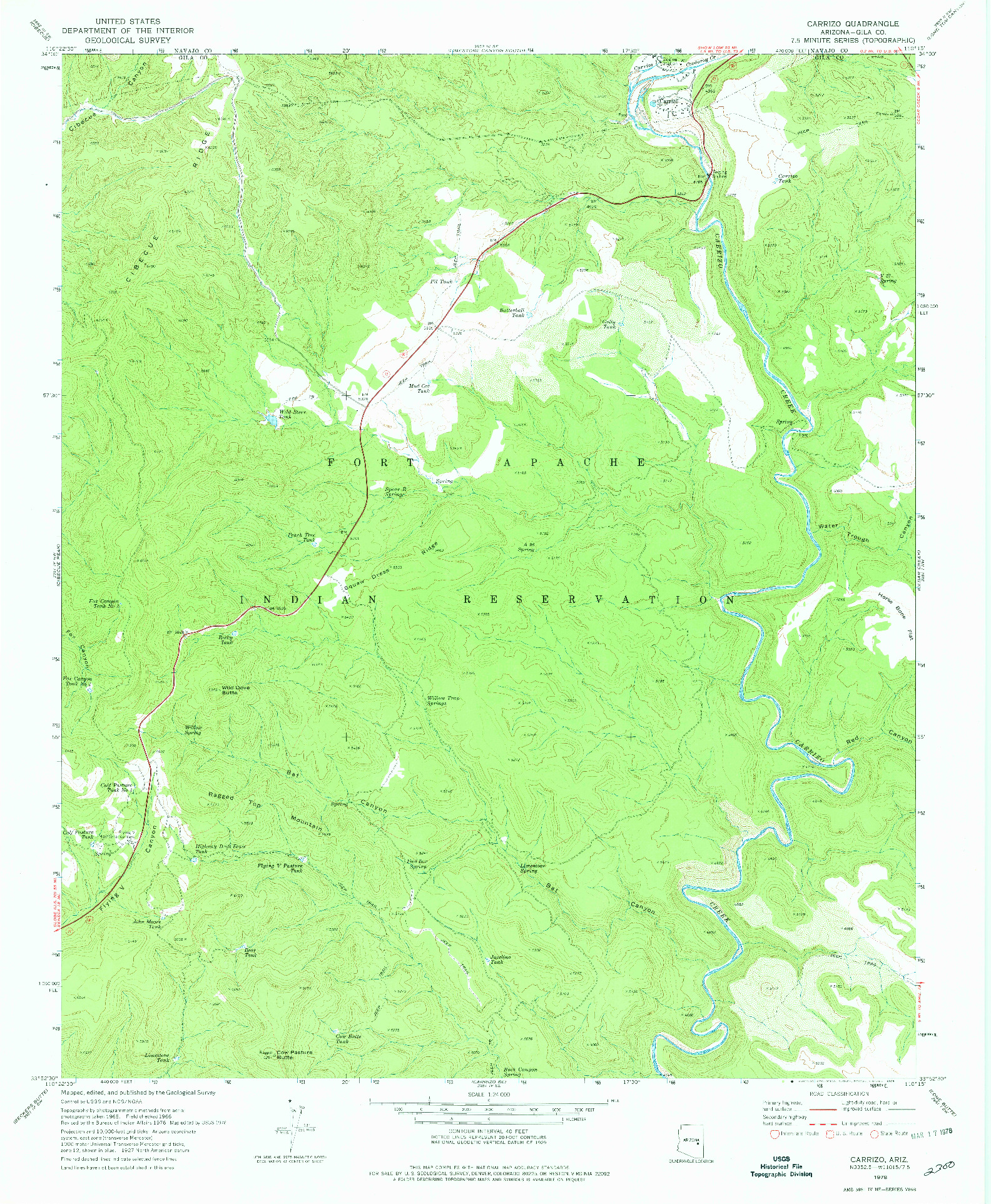 USGS 1:24000-SCALE QUADRANGLE FOR CARRIZO, AZ 1978