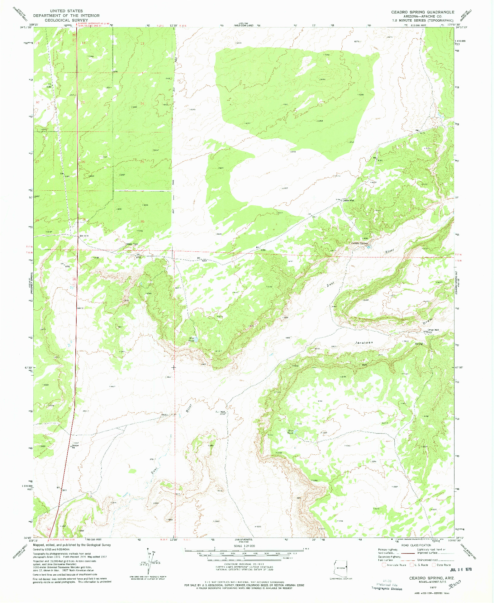 USGS 1:24000-SCALE QUADRANGLE FOR CEADRO SPRING, AZ 1977