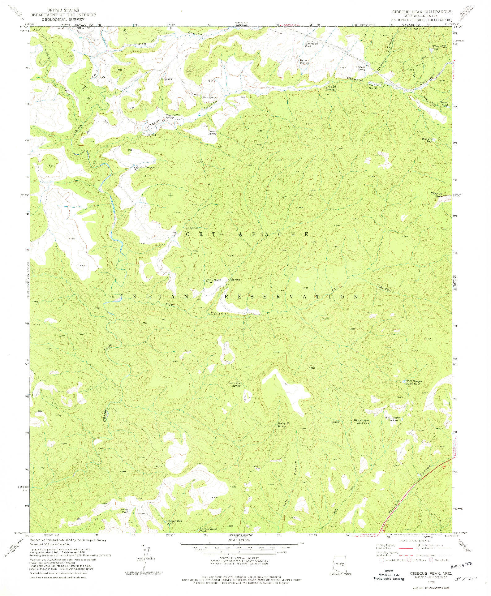 USGS 1:24000-SCALE QUADRANGLE FOR CIBECUE PEAK, AZ 1978