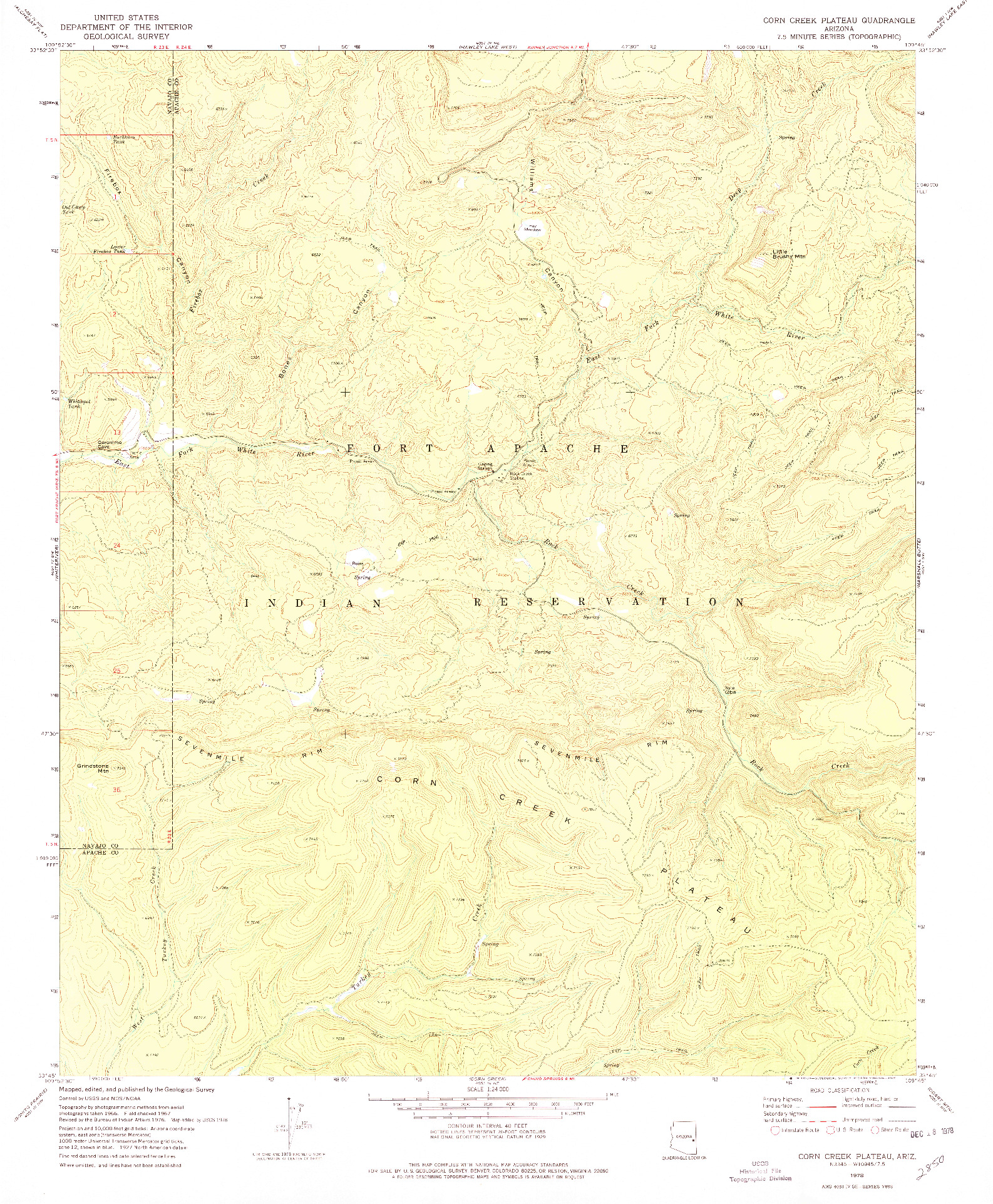 USGS 1:24000-SCALE QUADRANGLE FOR CORN CREEK PLATEAU, AZ 1978