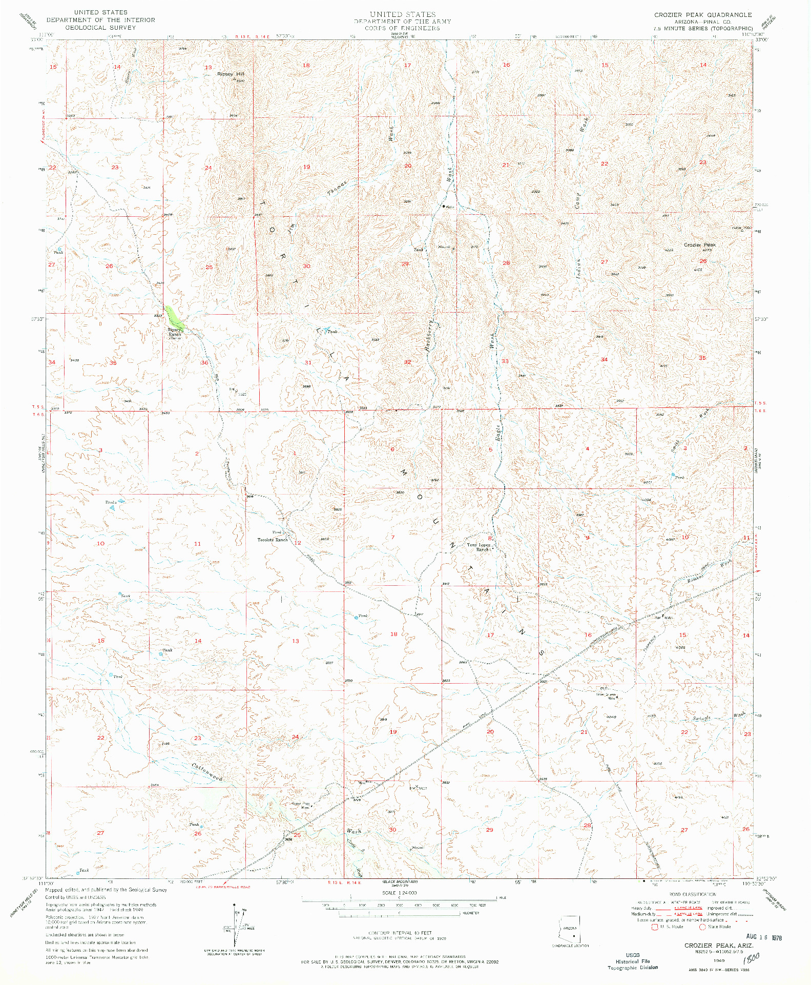 USGS 1:24000-SCALE QUADRANGLE FOR CROZIER PEAK, AZ 1949