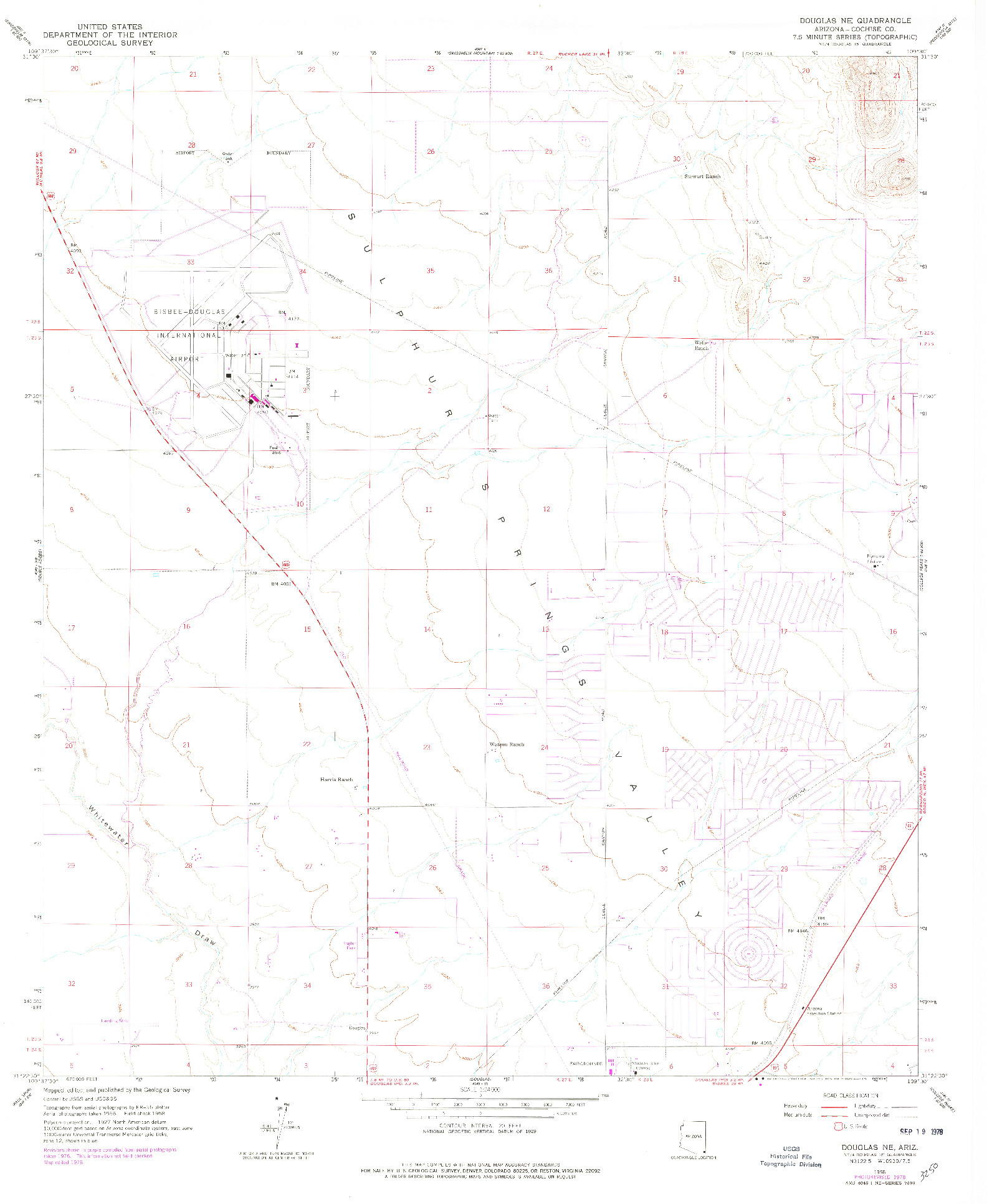 USGS 1:24000-SCALE QUADRANGLE FOR DOUGLAS NE, AZ 1958
