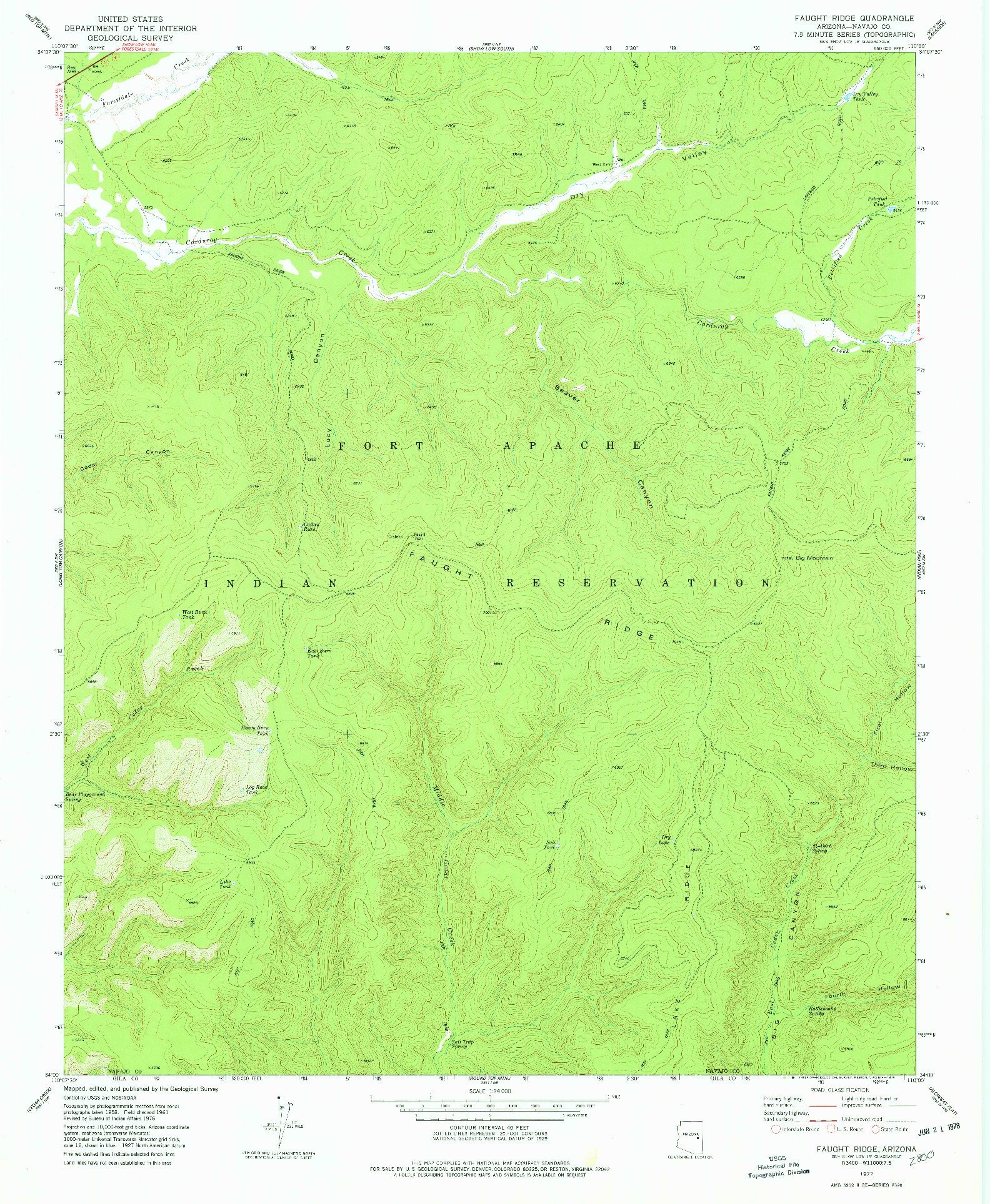 USGS 1:24000-SCALE QUADRANGLE FOR FAUGHT RIDGE, AZ 1977