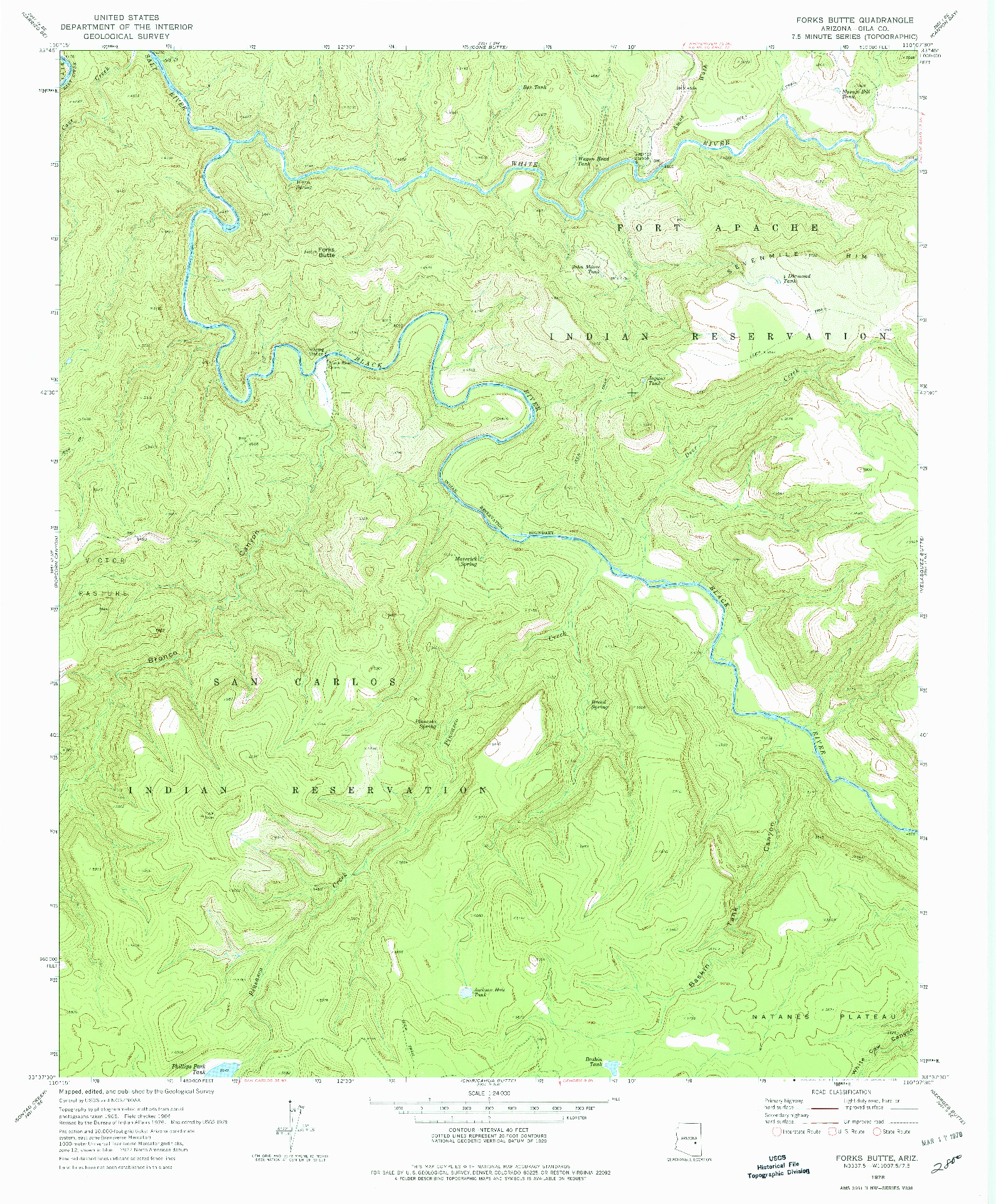 USGS 1:24000-SCALE QUADRANGLE FOR FORKS BUTTE, AZ 1978