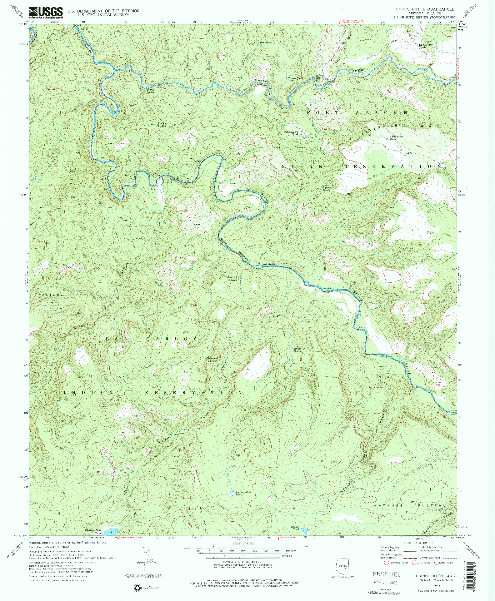 USGS 1:24000-SCALE QUADRANGLE FOR FORKS BUTTE, AZ 1978