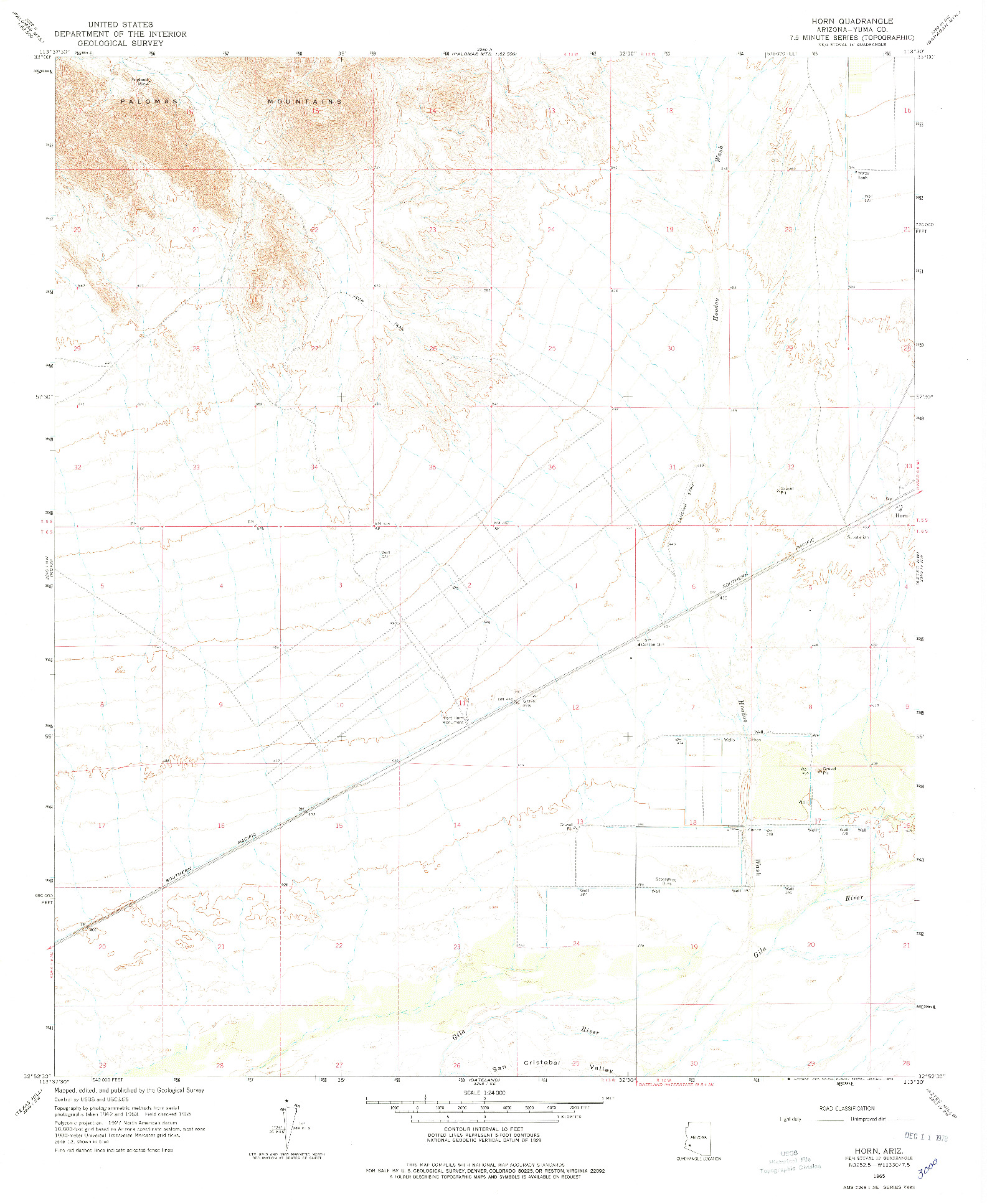 USGS 1:24000-SCALE QUADRANGLE FOR HORN, AZ 1965