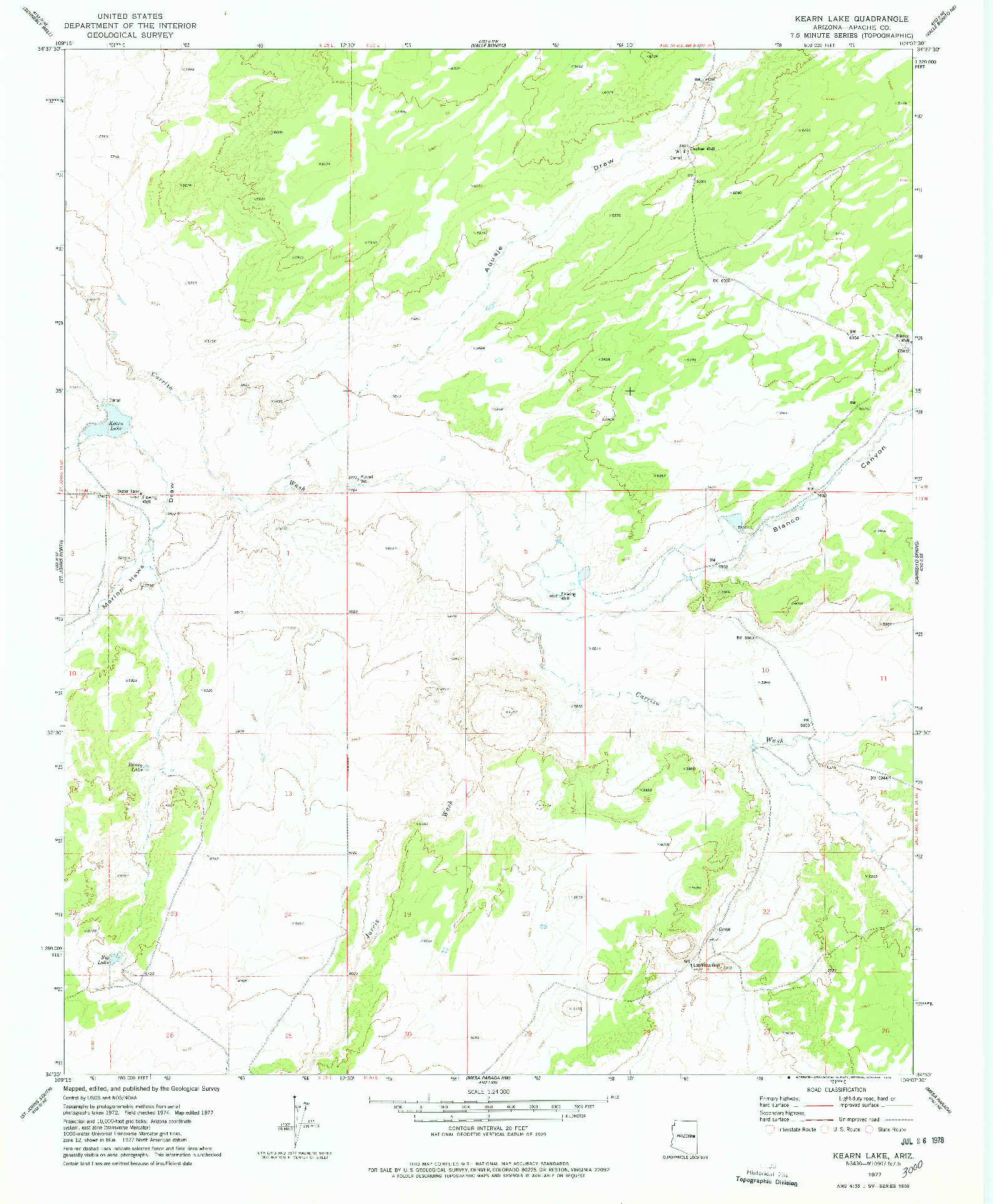 USGS 1:24000-SCALE QUADRANGLE FOR KEARN LAKE, AZ 1977